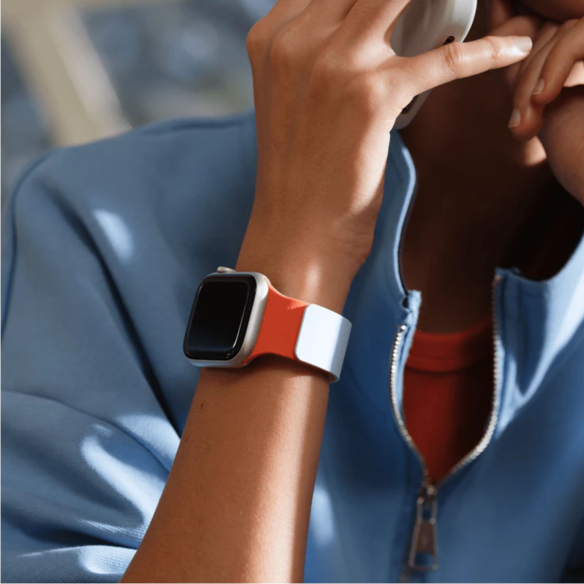 Apple Watch 42mm MOFT Snap Duo Watch Band - Wake Orange/Swell Blue - 15-15084