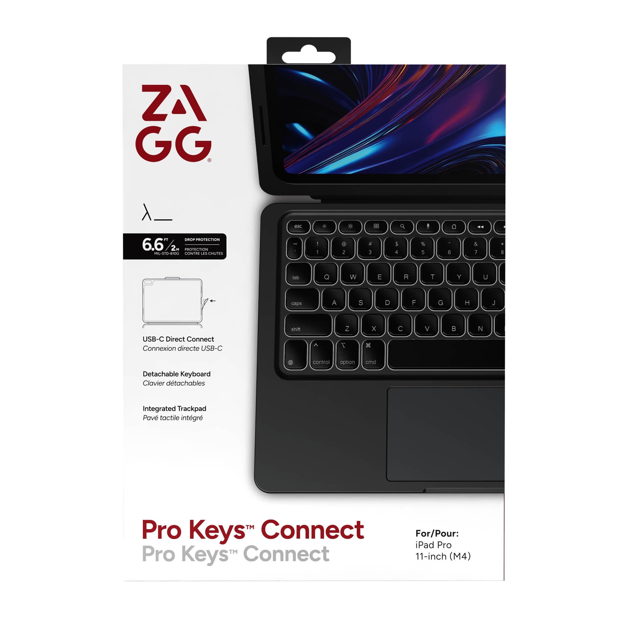 iPad Pro 11-in M5/M4 ZAGG Pro Keys Connect Keyboard - Black - 15-15107