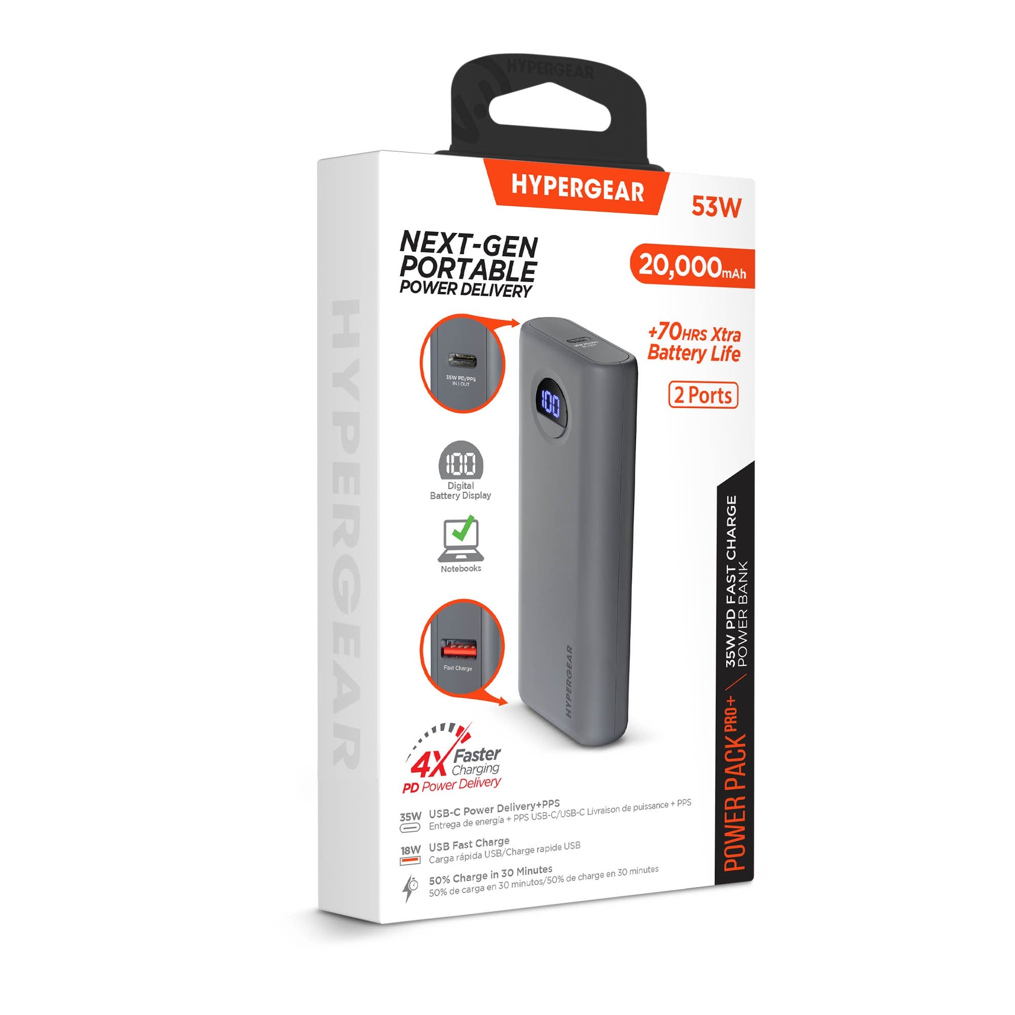 HyperGear 20000mAh Power Pack Pro+ Portable Power Bank with Digital Display - 15-15457