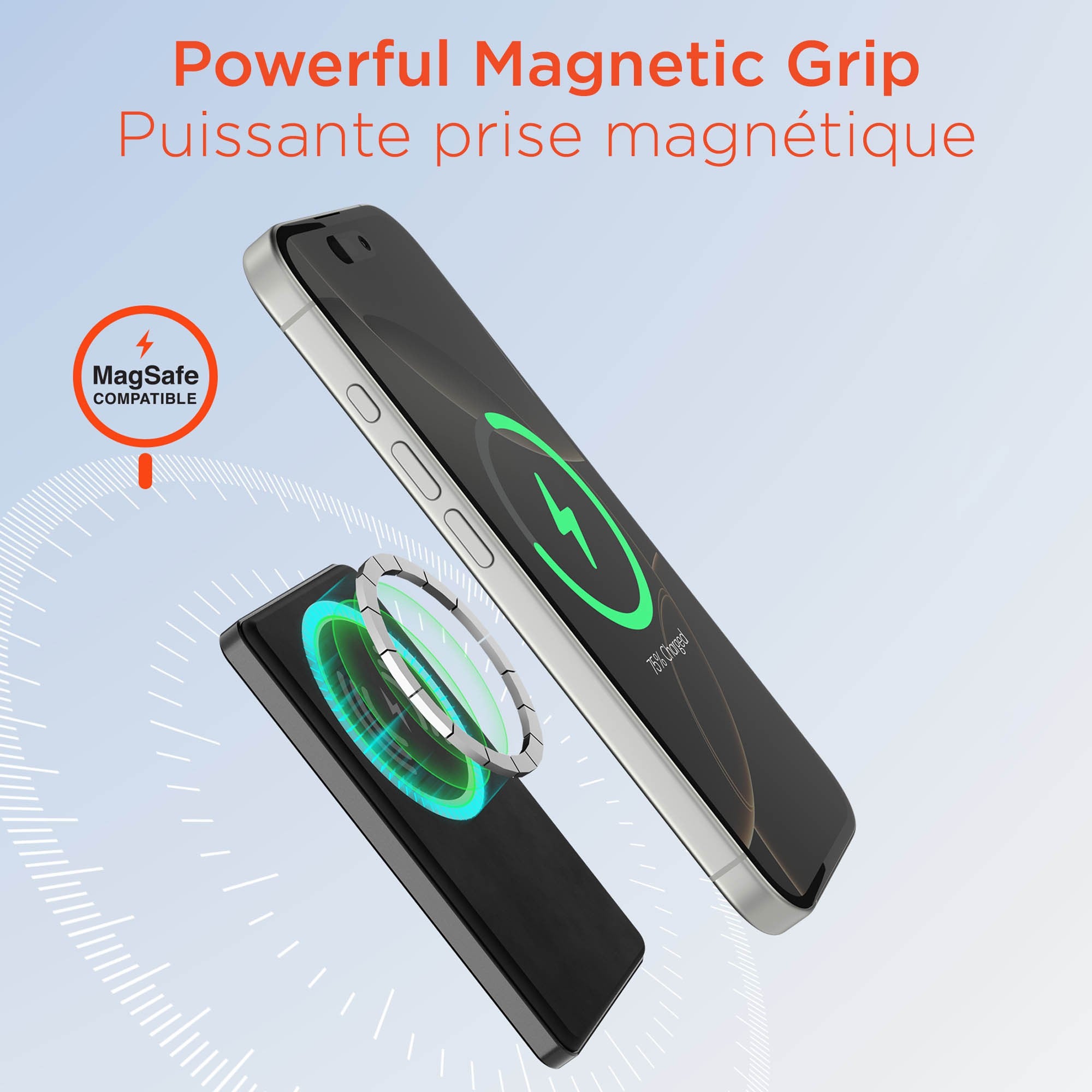 HyperGear 5000mAh Power Pack Mag Ultra-Slim Wireless Magnetic Portable Power Bank - 15-15458