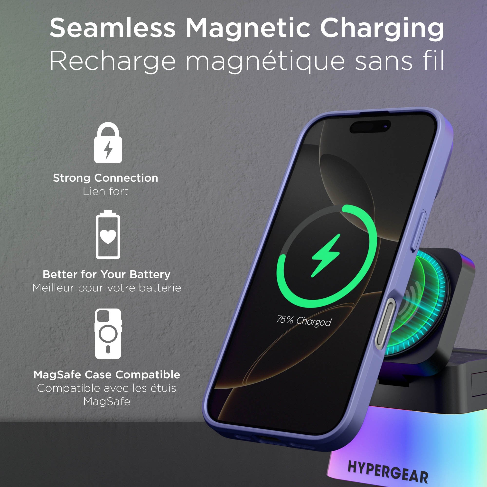 HyperGear 15W PowerFold Cube 3-in-1 Wireless Charging Stand Compatible w/ Magsafe + Watch - 15-15464