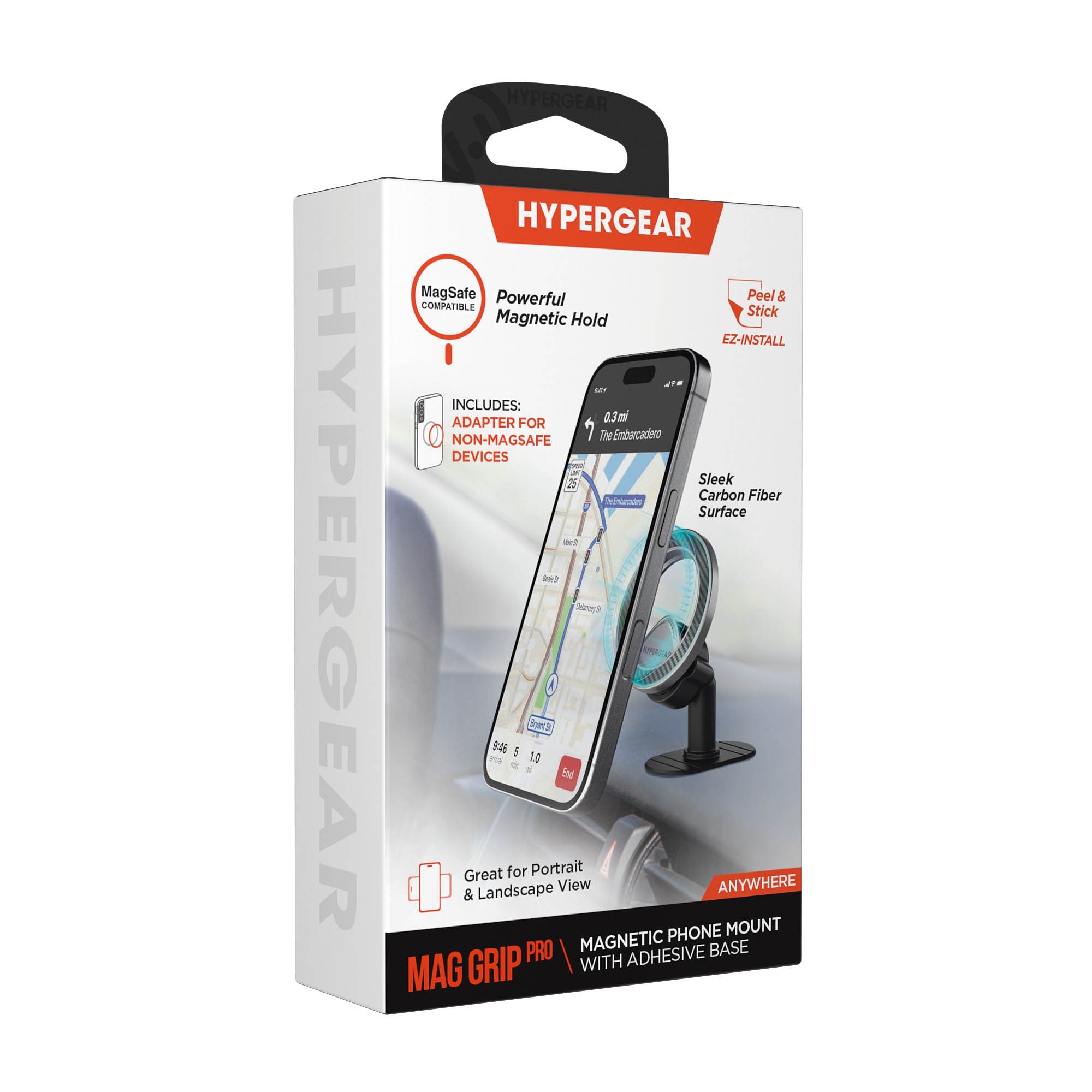 HyperGear Mag Grip Pro Magnetic Phone Mount w/Adhesive Base - 15-15465