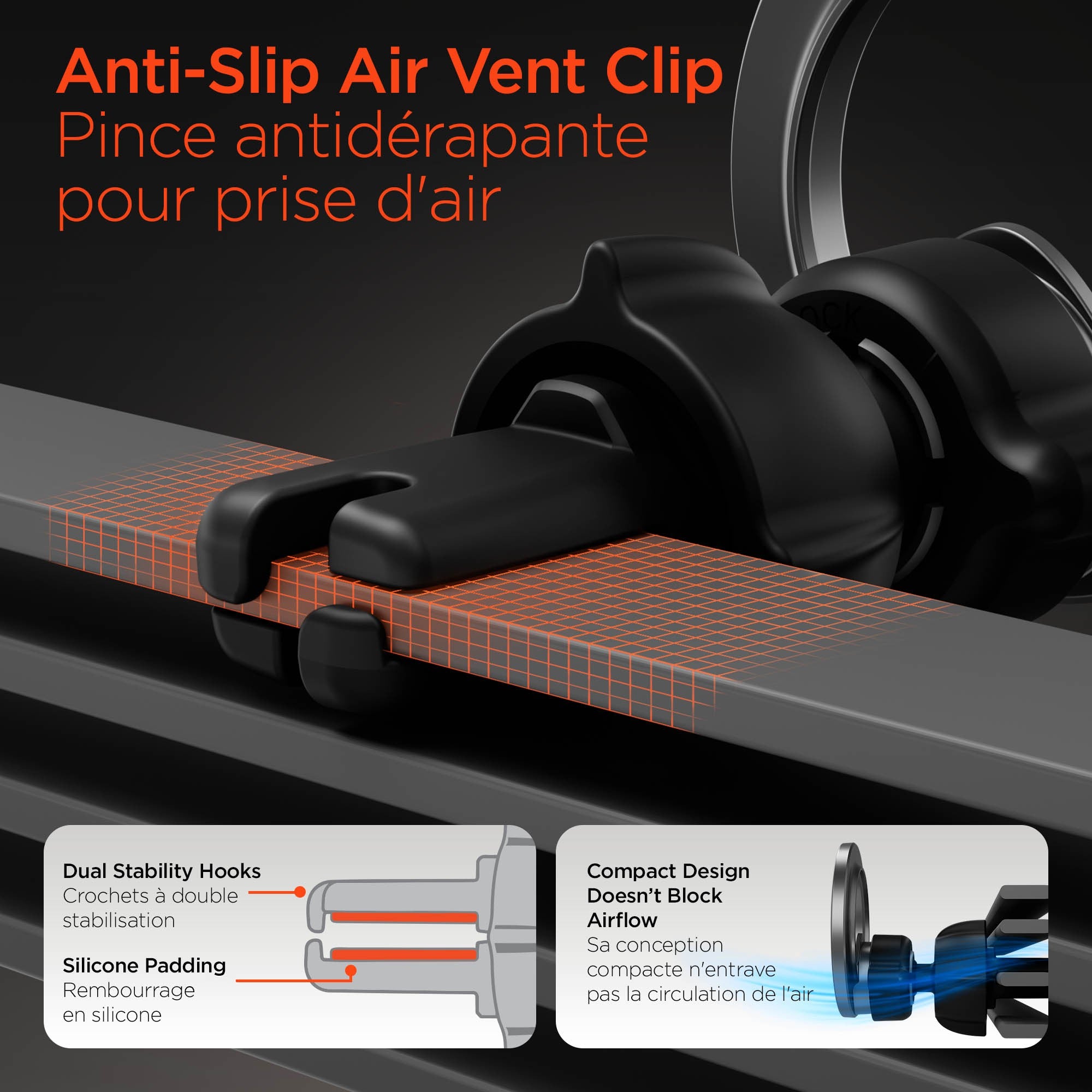 HyperGear Mag Grip Pro Magnetic Phone Mount w/Vent Clip Base - 15-15466