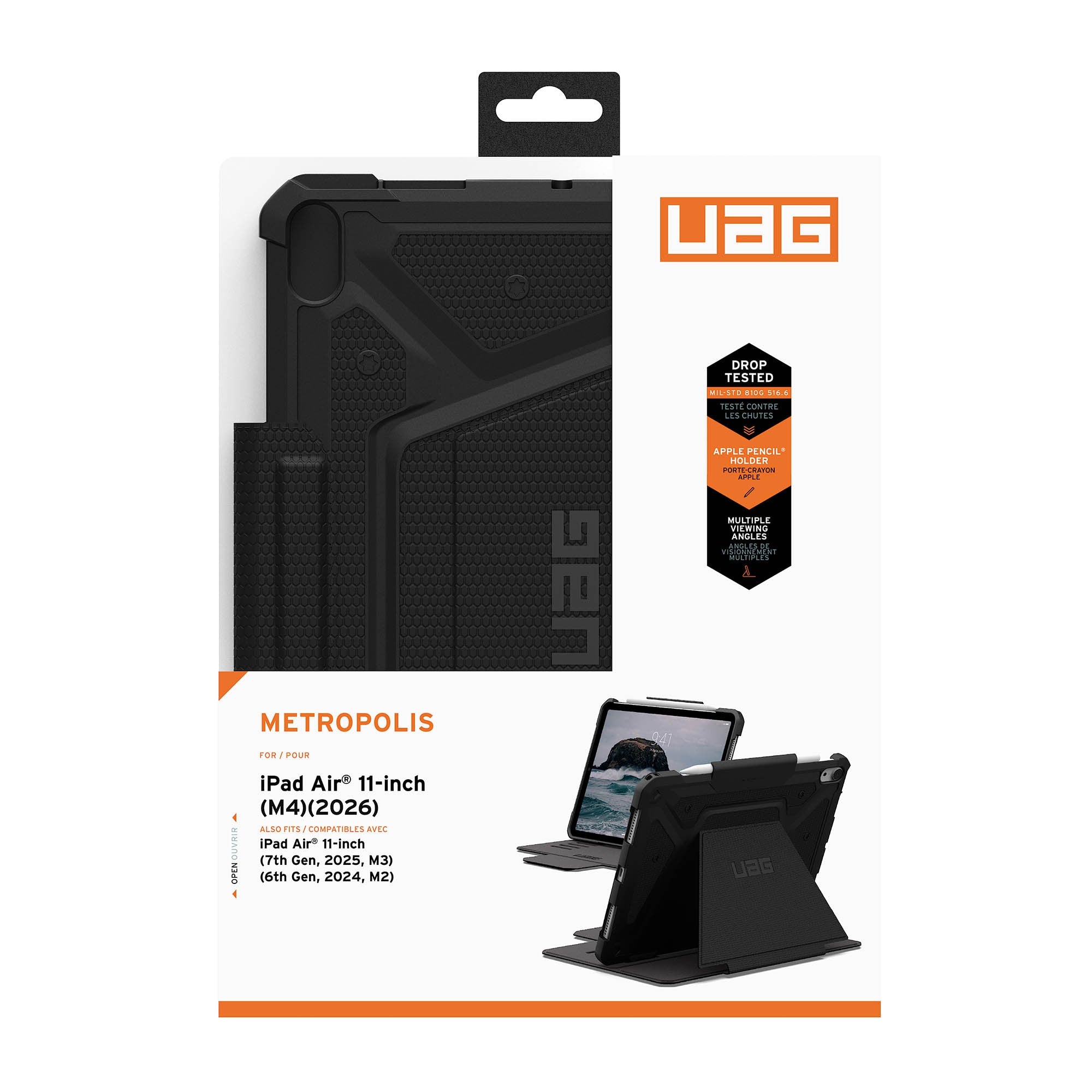 iPad Air 11-in M4/M3/M2 UAG Metropolis Tact.Armr - Black - 15-15554