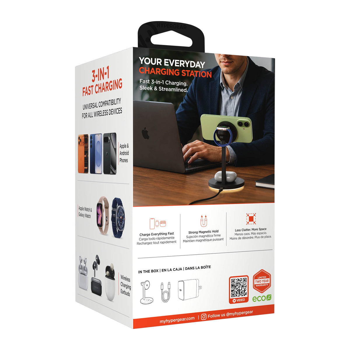 Hypergear MaxCharge Elite 3in1 Qi2.2 25W Wireless Charging Stand Compatible w/ Apple Watch + Android - 15-15900