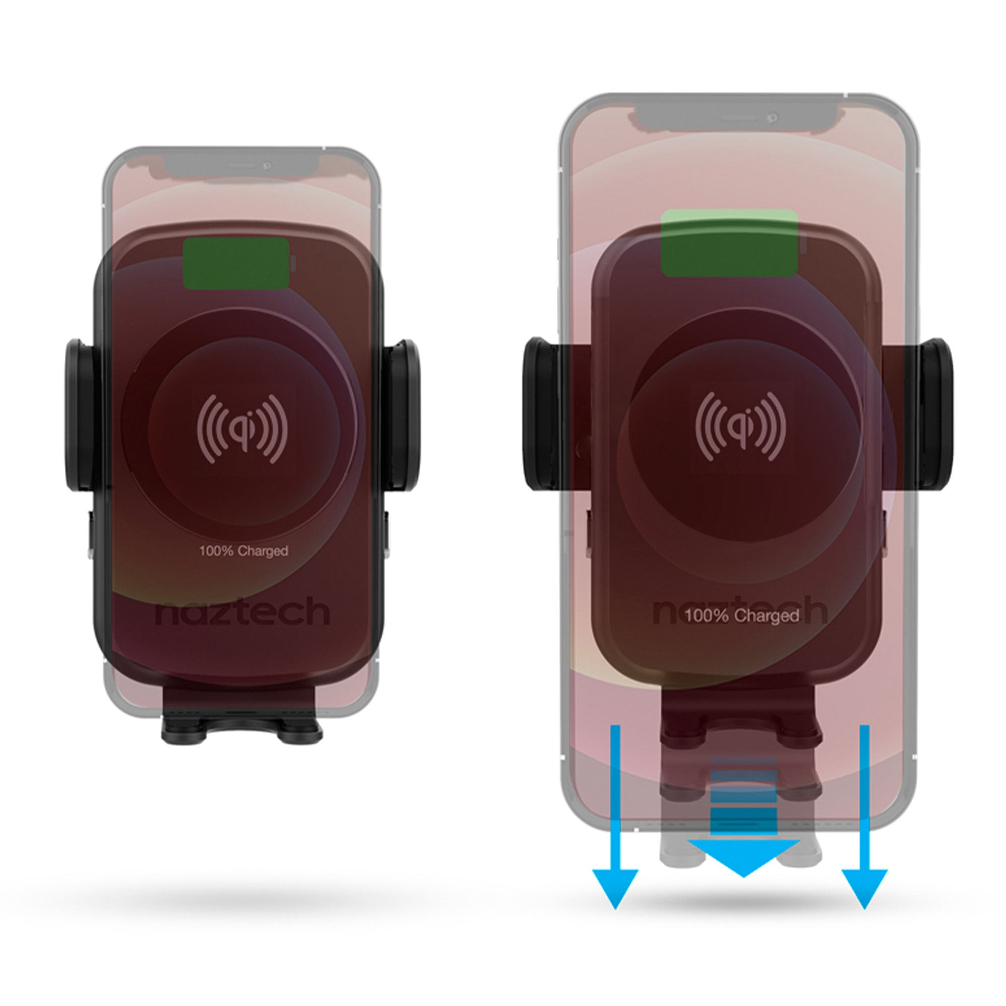 Naztech 15W Black Smart Grip Wireless Charging Car Mount w/ Vent Mount & Suction Mount - 15-09075