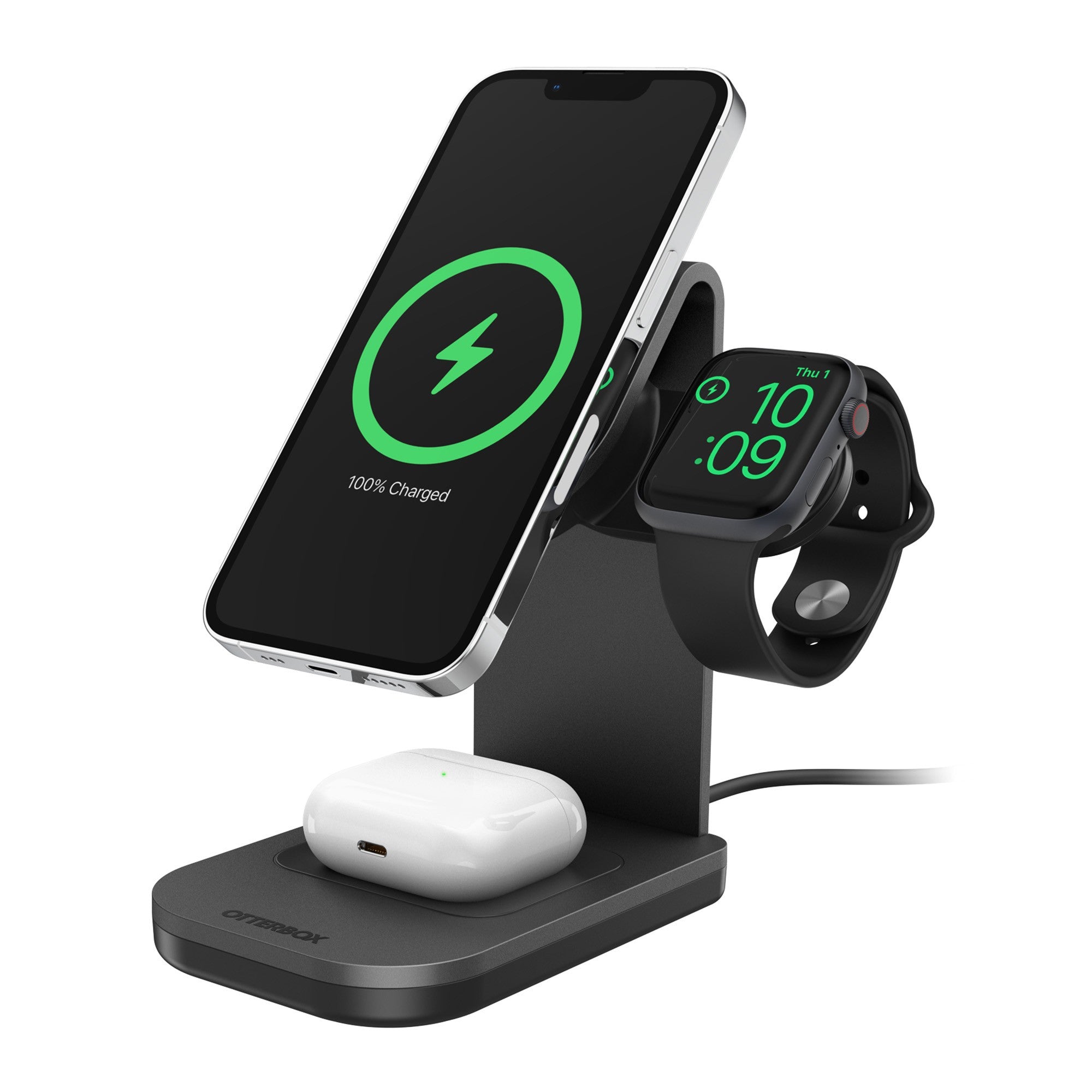 Otterbox 3-in-1 Charging Station Made for MagSafe w/ Apple Watch Charger + Airpods - Black - 15-10679