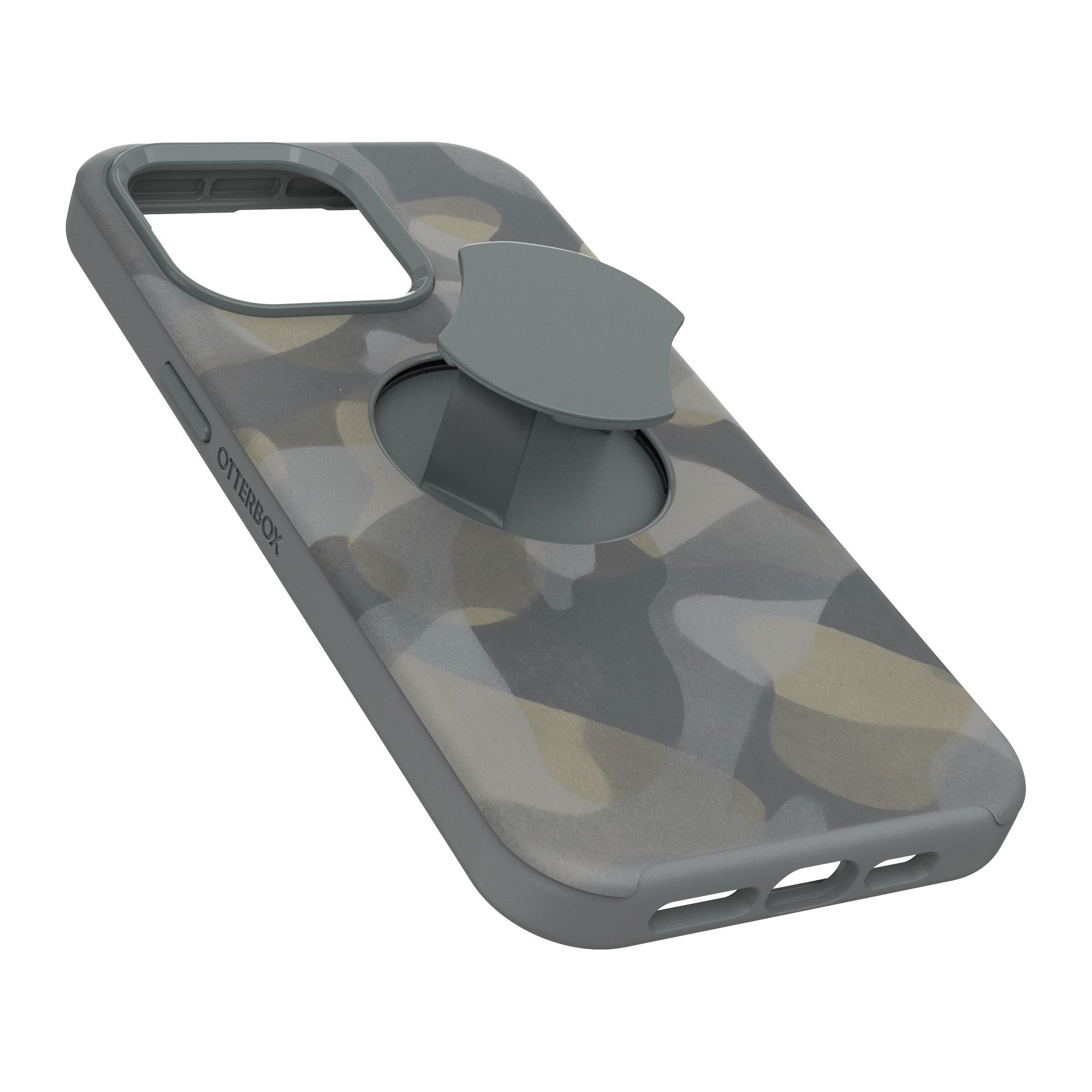 iPhone 15 Pro Max Otterbox OtterGrip Symmetry w/ MagSafe Series Case - Grey (Iron Camo) - 15-11588