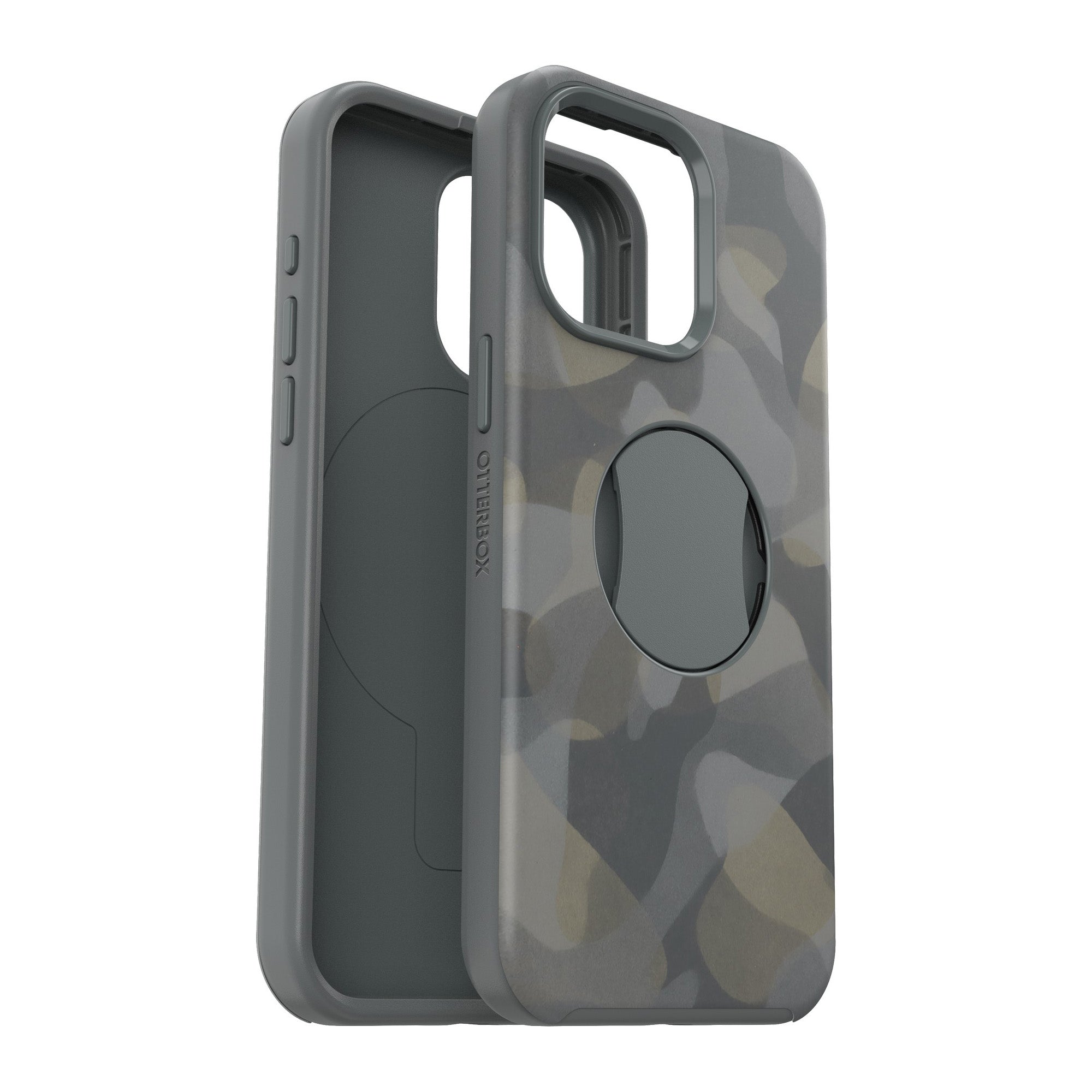 iPhone 15 Pro Max Otterbox OtterGrip Symmetry w/ MagSafe Series Case - Grey (Iron Camo) - 15-11588