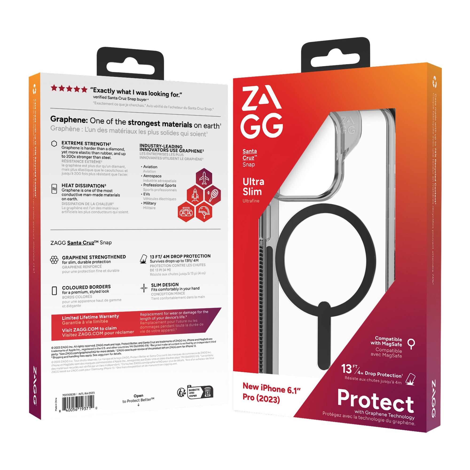 iPhone 15 Pro ZAGG/GEAR4 Graphene Santa Cruz Snap Case - Black - 15-11652