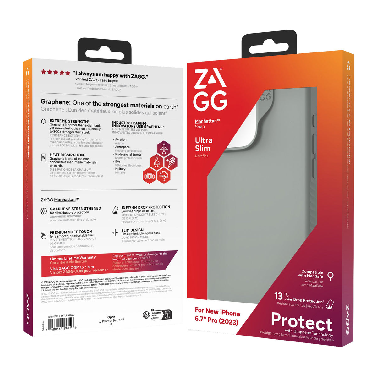 iPhone 15 Pro Max ZAGG/GEAR4 Graphene Manhattan Snap Case - Sage - 15-11701
