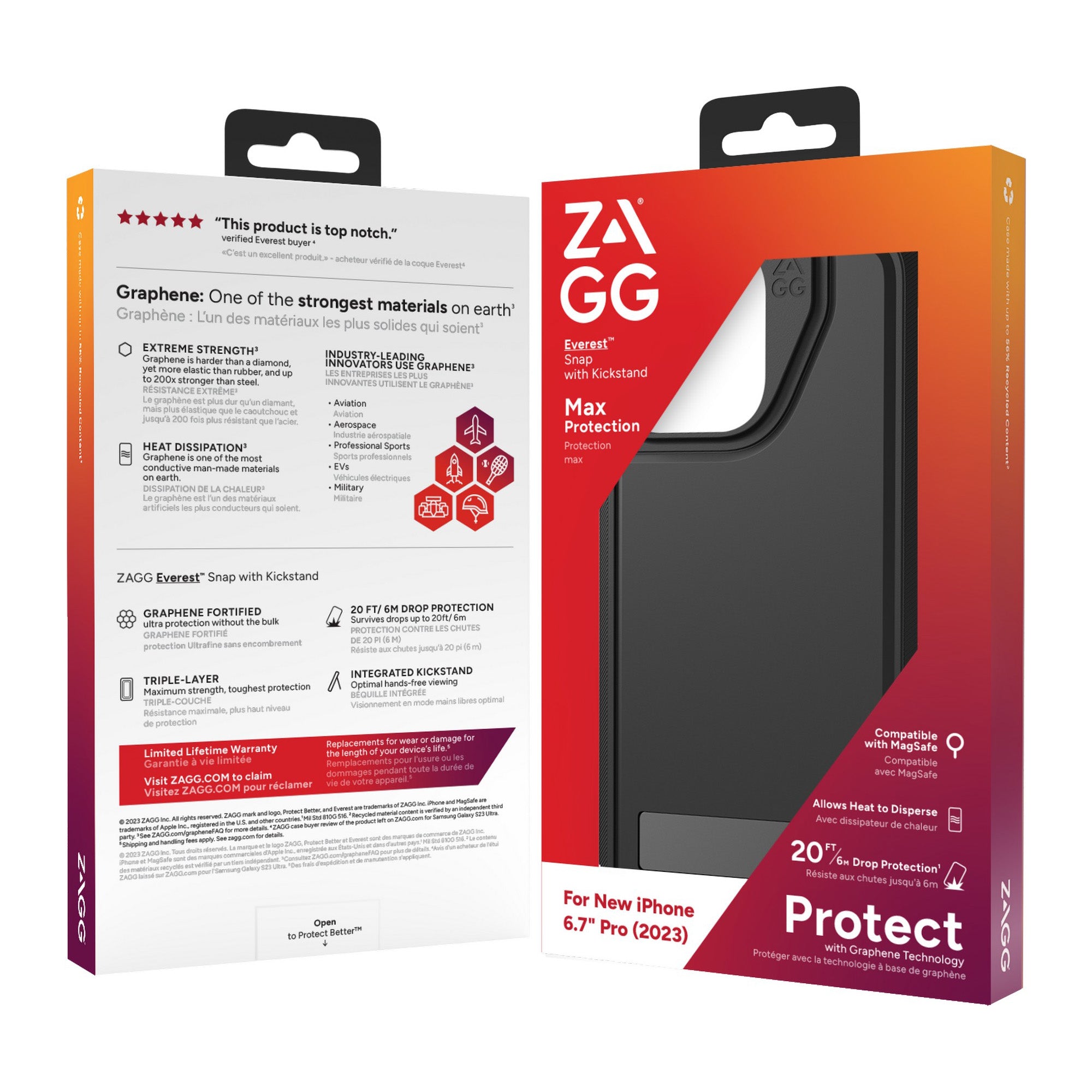 iPhone 15 Pro Max ZAGG/GEAR4 Graphene Everest Snap Kickstand Case - Black - 15-11710