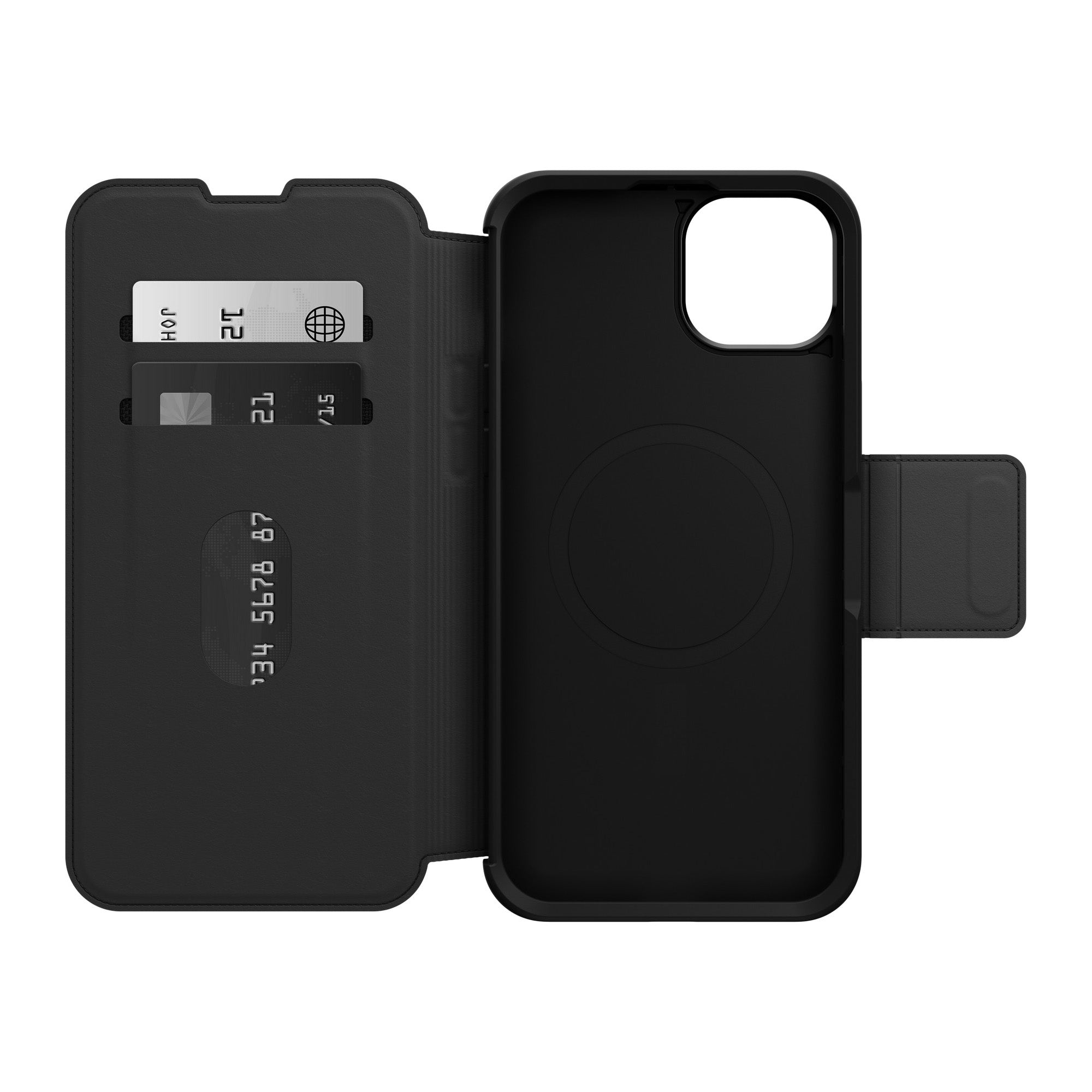 iPhone 15 Plus Otterbox Strada Leather Folio Case - Black (Shadow) - 15-11750