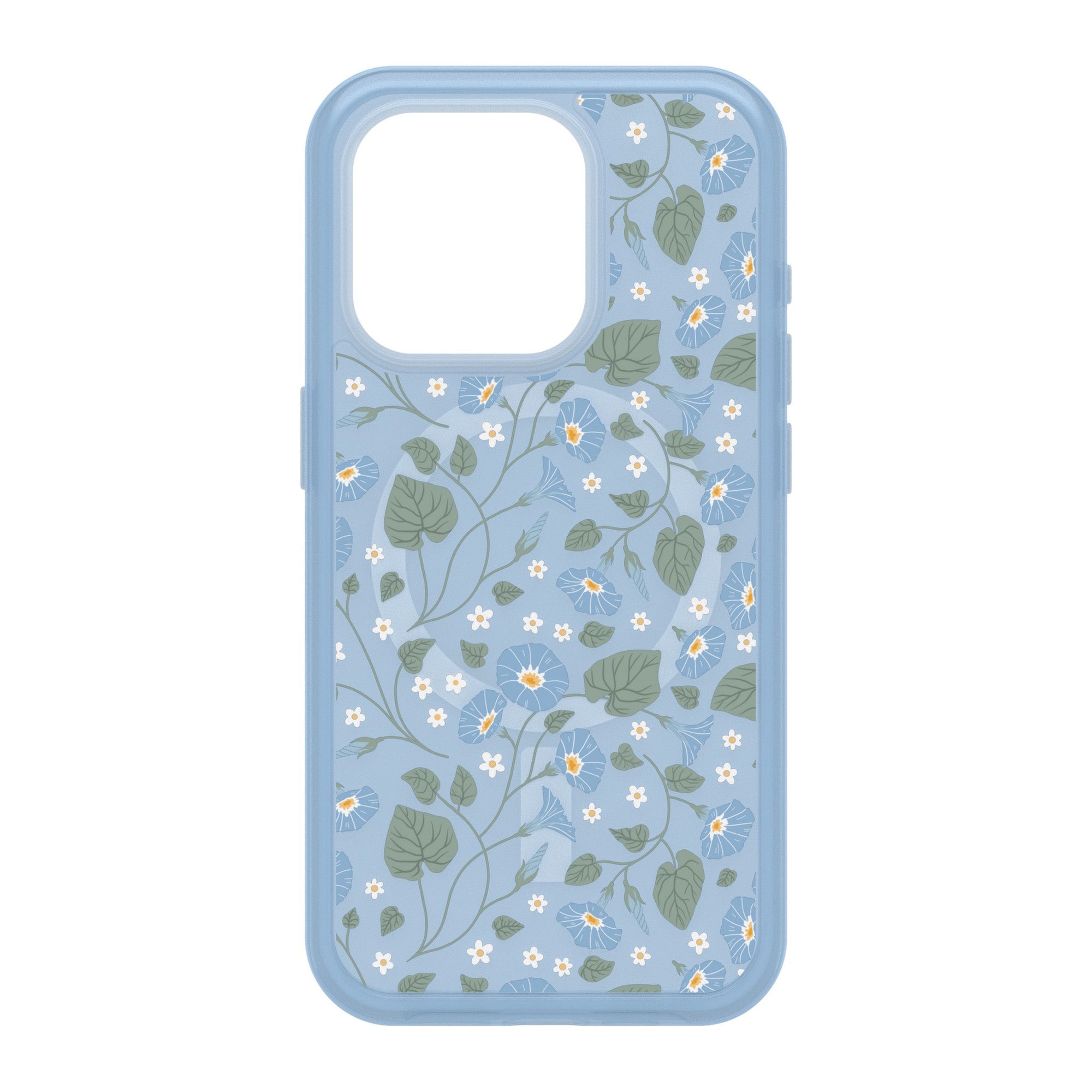 iPhone 15 Pro Otterbox Symmetry w/ MagSafe Clear Series Case - Blue (Dawn Floral) - 15-11759