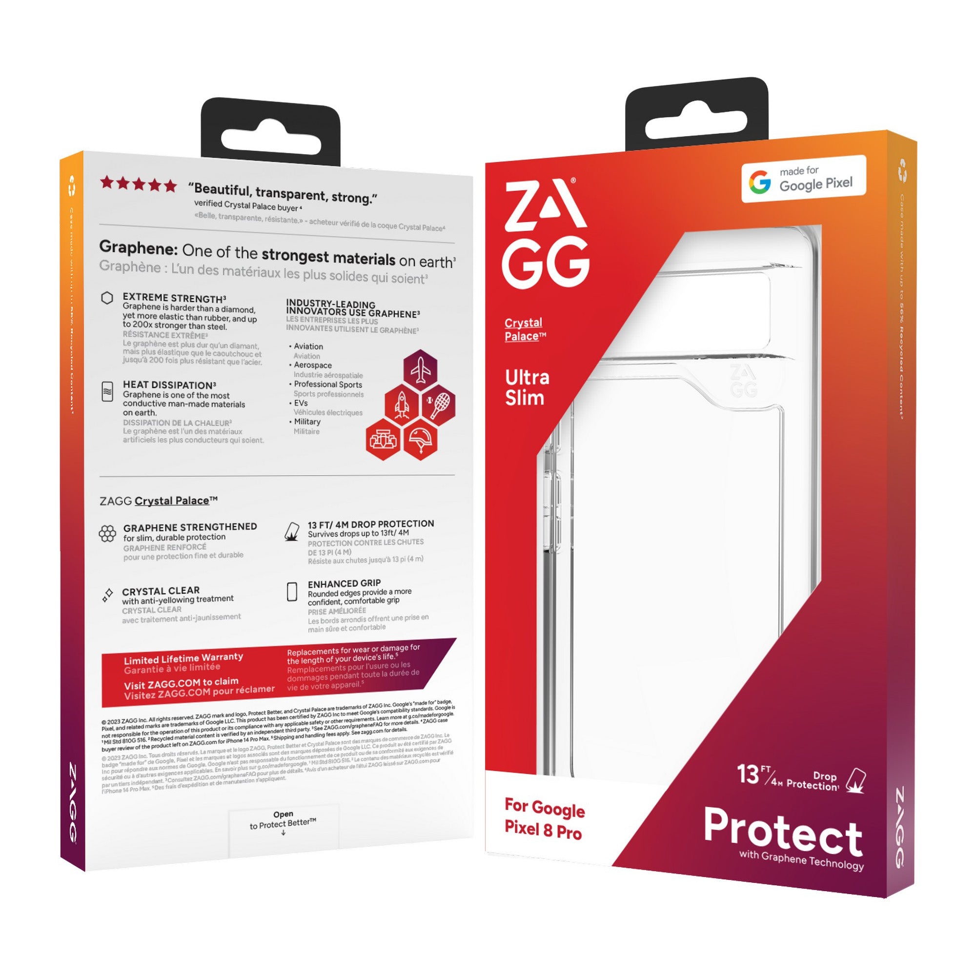 Google Pixel 8 Pro ZAGG/GEAR4 Graphene Crystal Palace Case - Clear - 15-12044
