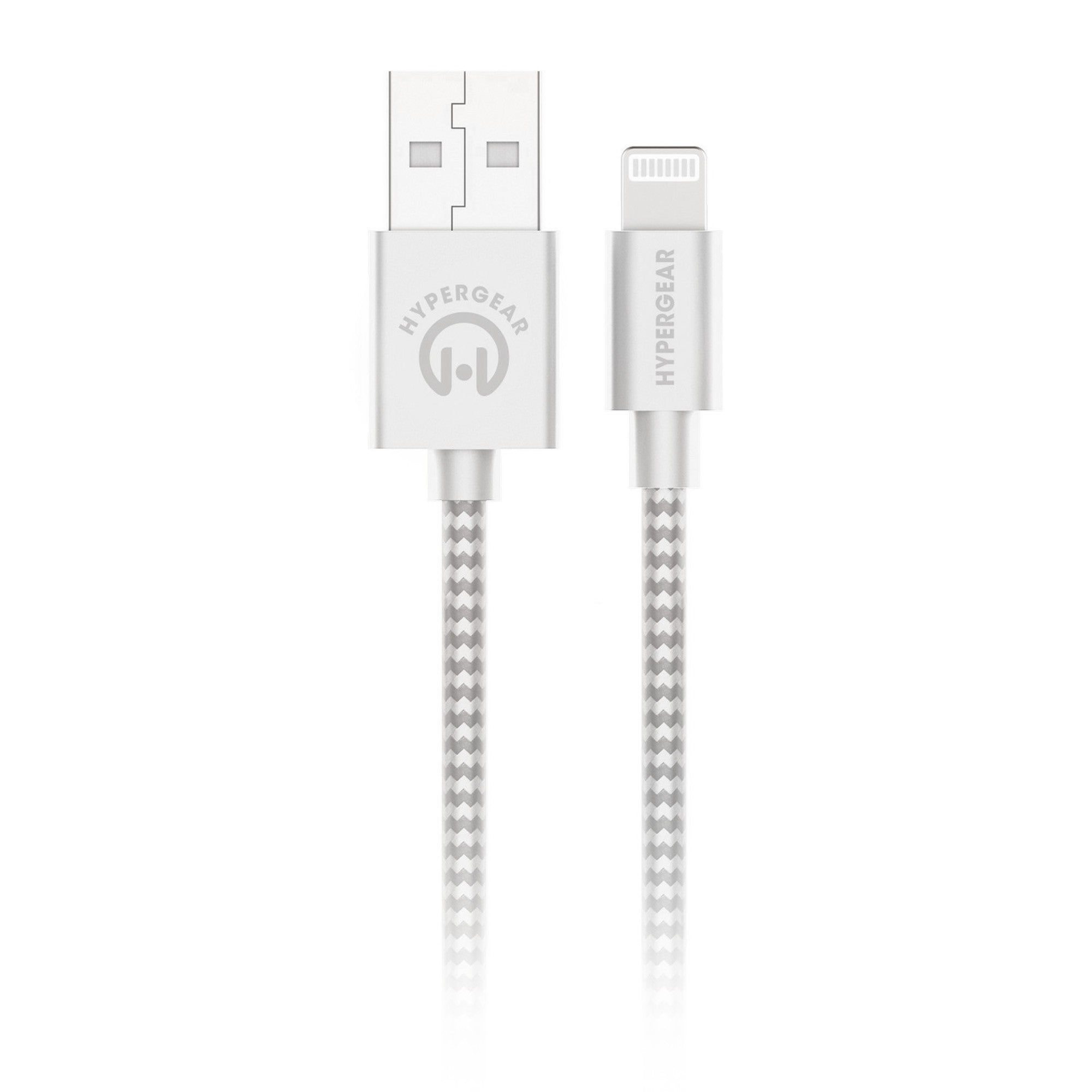 HyperGear 6 ft. (180cm) USB-A to Lightning Braided Charge and Sync Cable - White - 15-12112