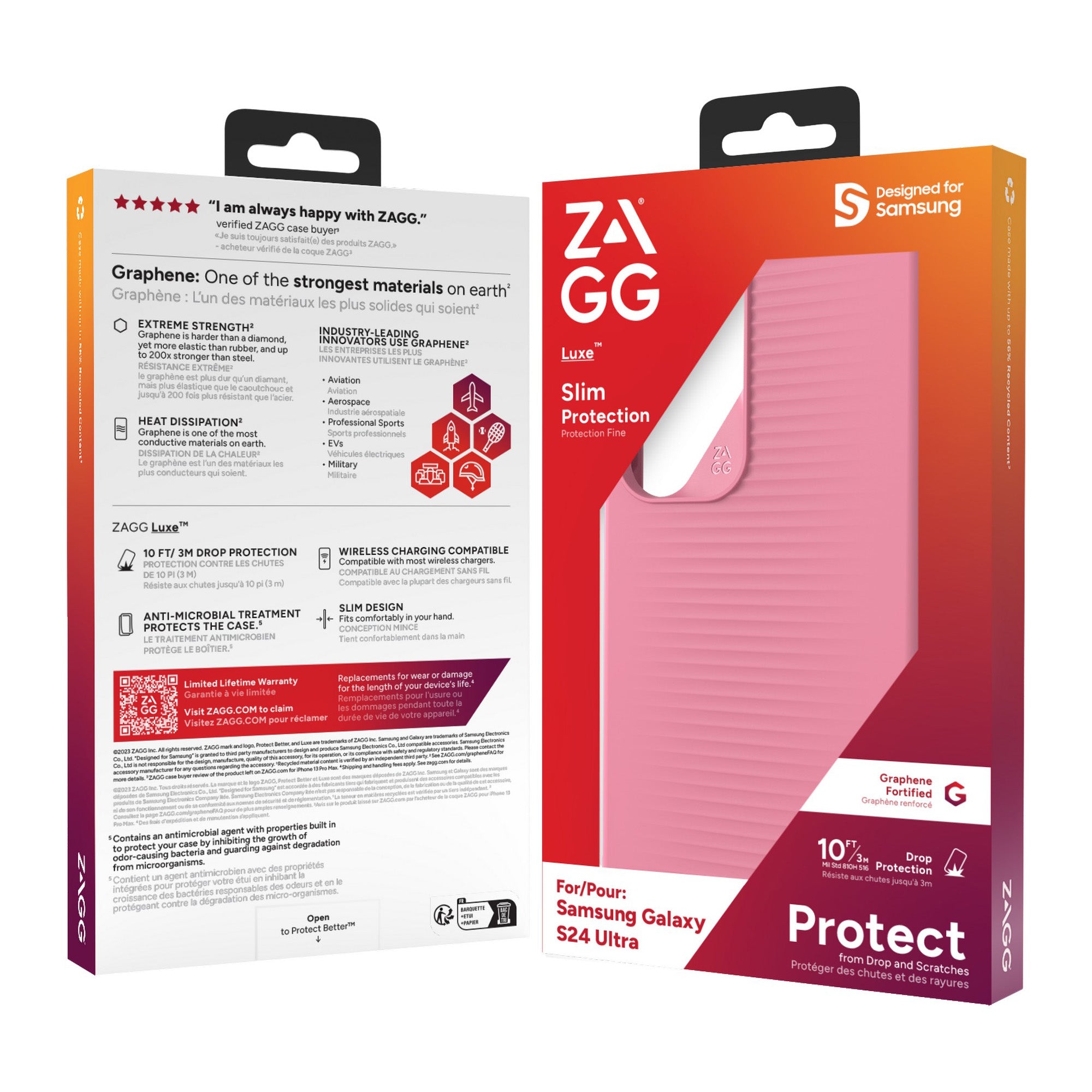 Samsung Galaxy S24 Ultra 5G ZAGG Graphene Luxe Case - Coral - 15-12383