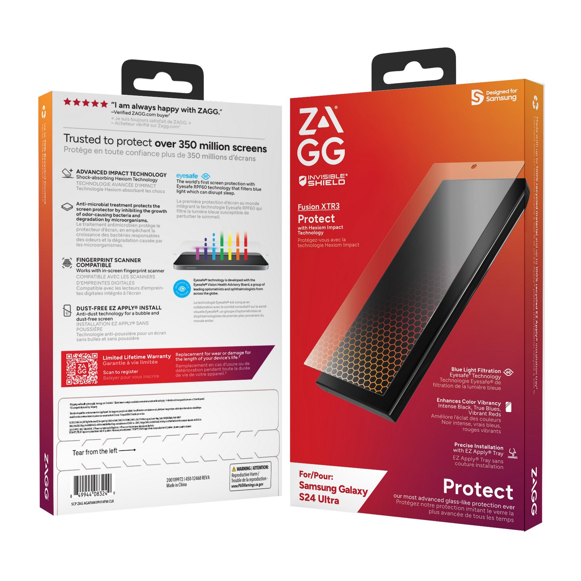 Samsung Galaxy S24 Ultra 5G ZAGG InvisibleShield GlassFusion XTR3 Screen Protector - 15-12398