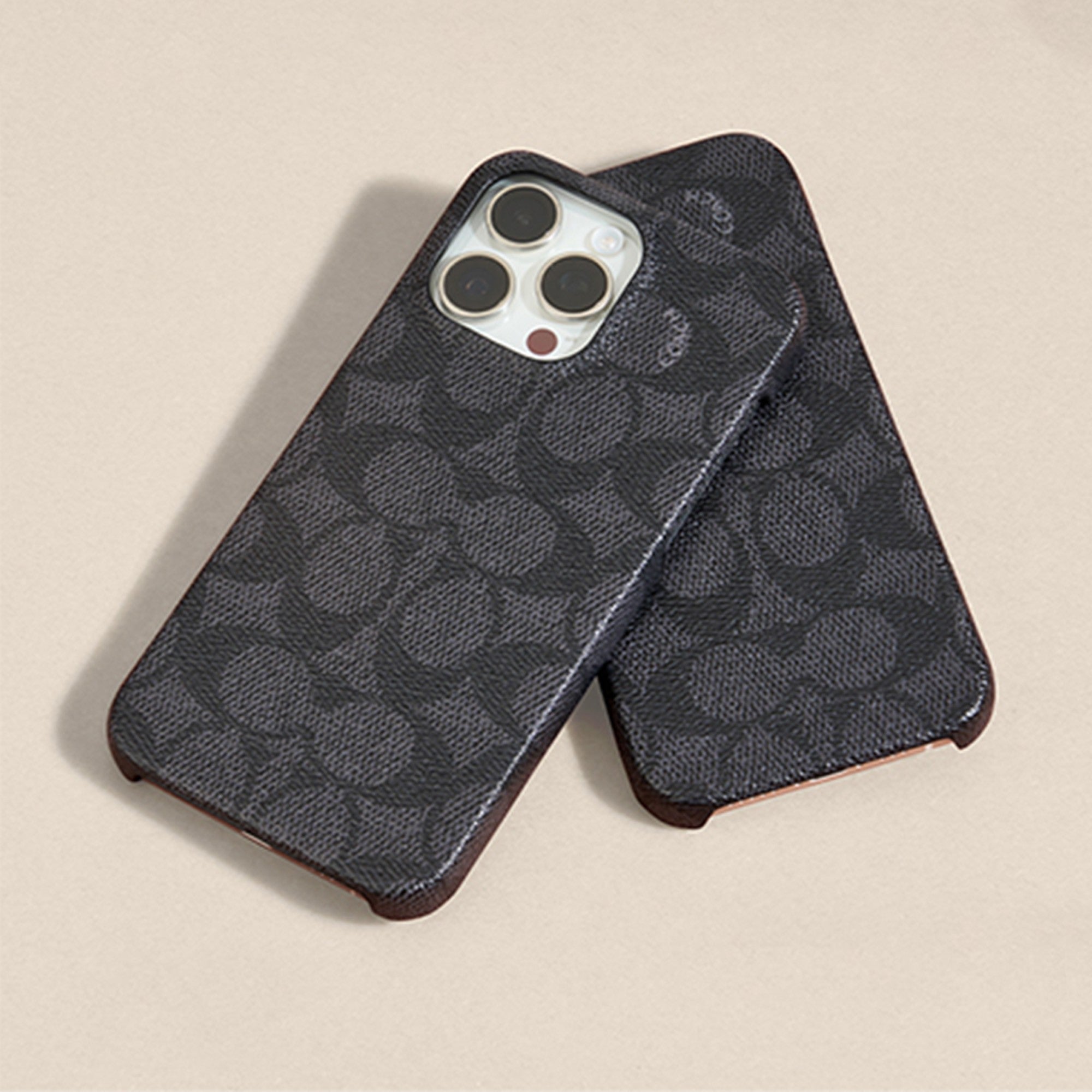 iPhone 15 Pro Max Coach Slim Wrap Signature C Case - Charcoal - 15-12466