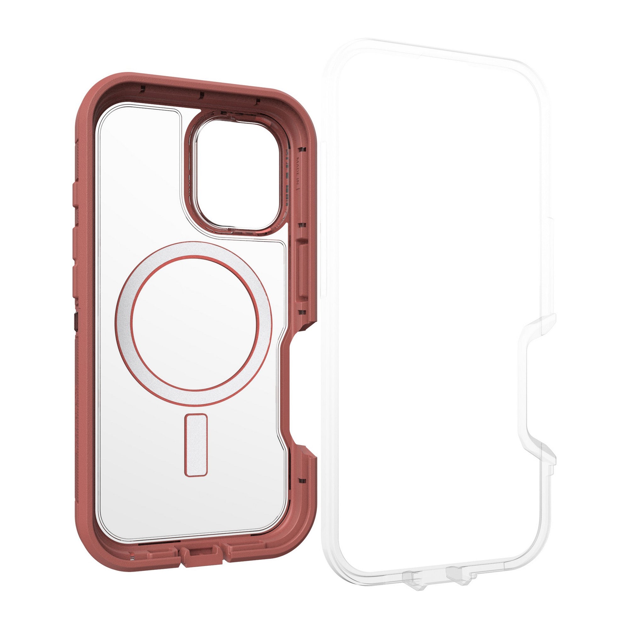 iPhone 16 Otterbox Defender XT Clear Pro w/ MagSafe Series Case - Clear/Red - Dust Bowl - 15-12971