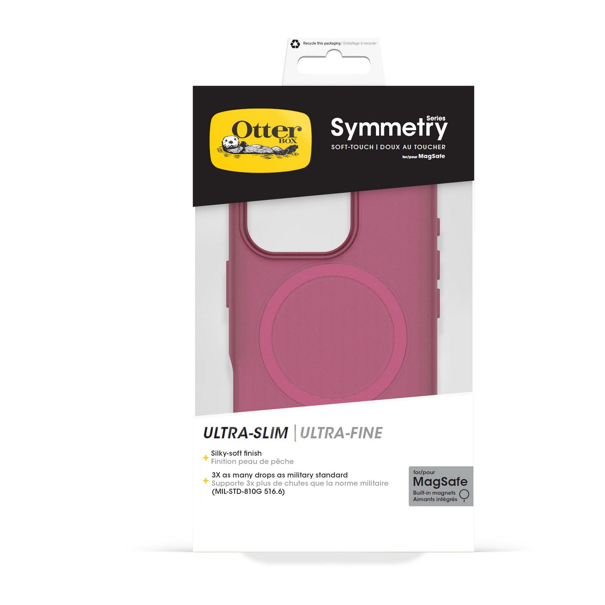 iPhone 16 Pro Otterbox Symmetry Soft Touch w/ MagSafe Series Case - Pink - Glass Heart - 15-13109