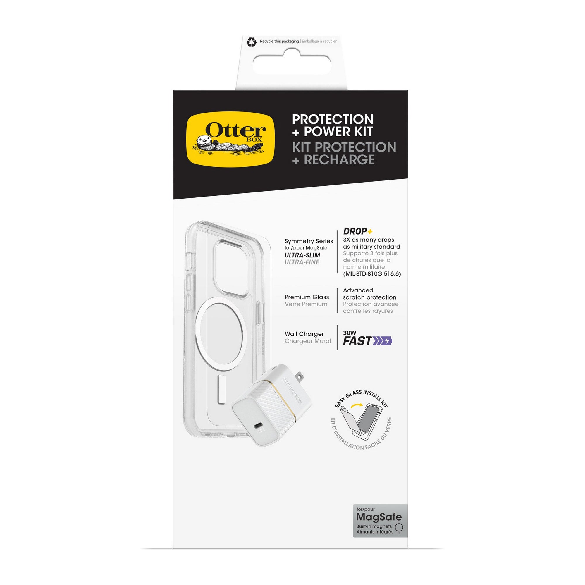 iPhone 16 Plus Otterbox Symmetry w/ Magsafe - Protection + Power Kit Bundle - Clear - 15-13136