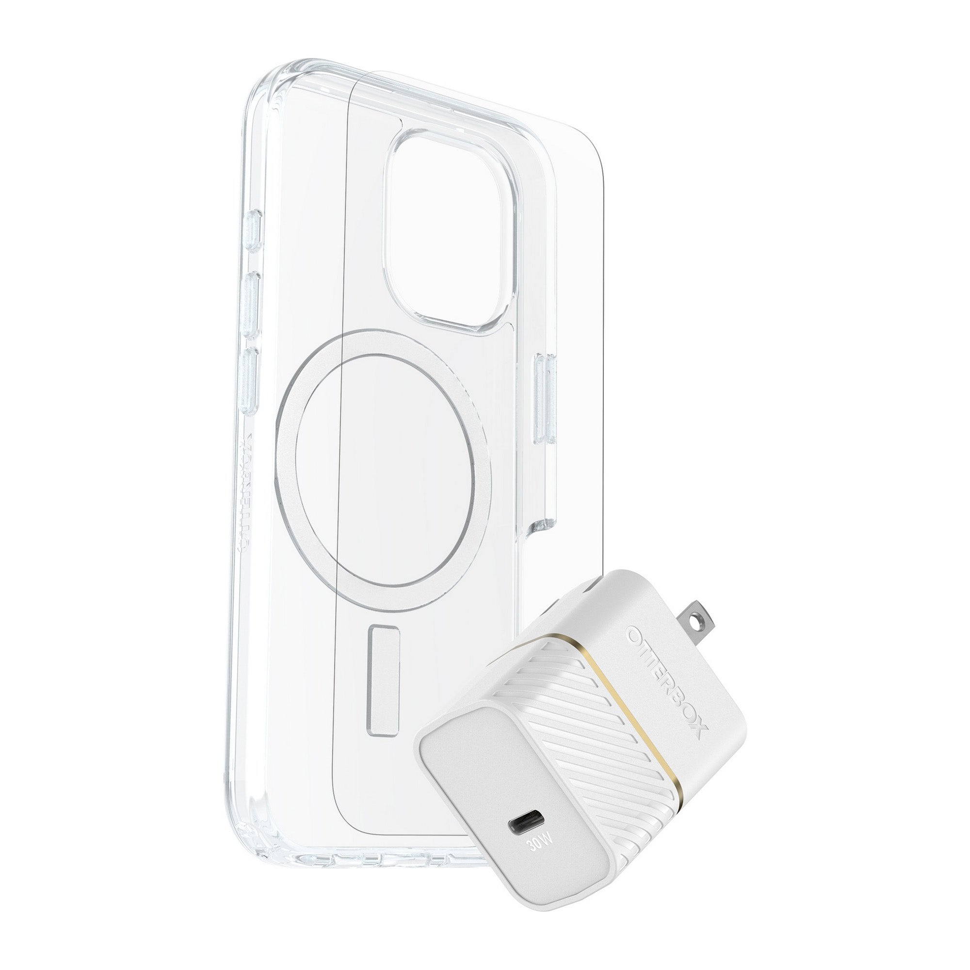 iPhone 16 Otterbox Symmetry w/ Magsafe - Protection + Power Kit Bundle - Clear - 15-13137