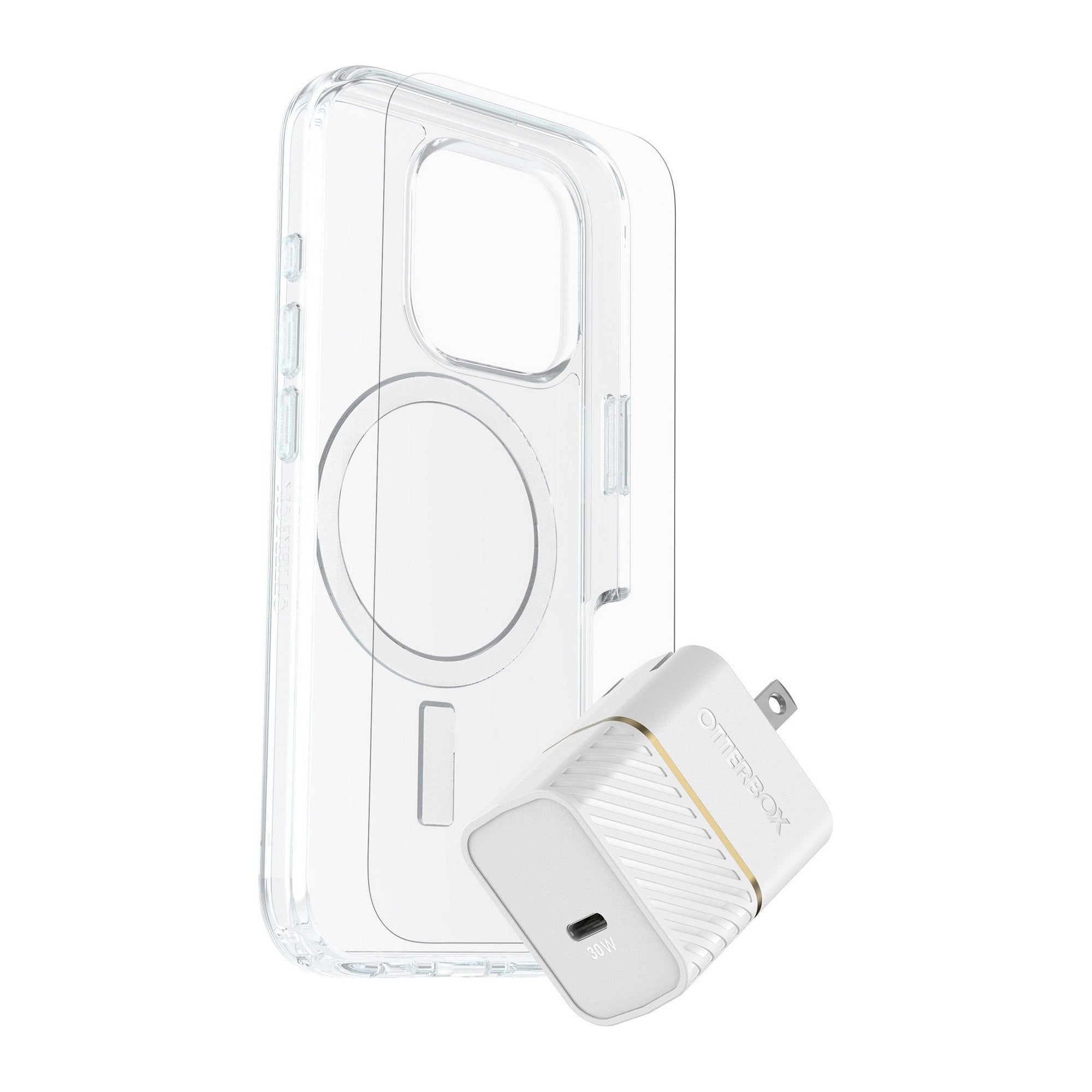 iPhone 16 Pro Otterbox Symmetry w/ Magsafe - Protection + Power Kit Bundle - Clear - 15-13138