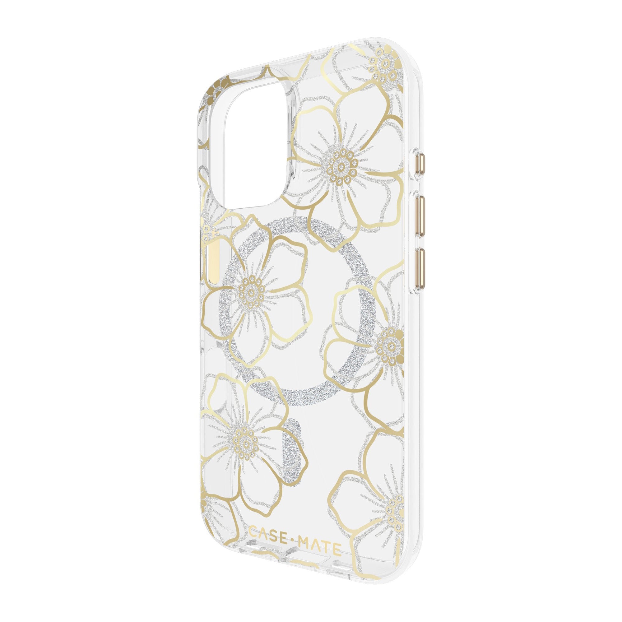 iPhone 16 Case-Mate Floral Gems MagSafe Case - Gold - 15-13235