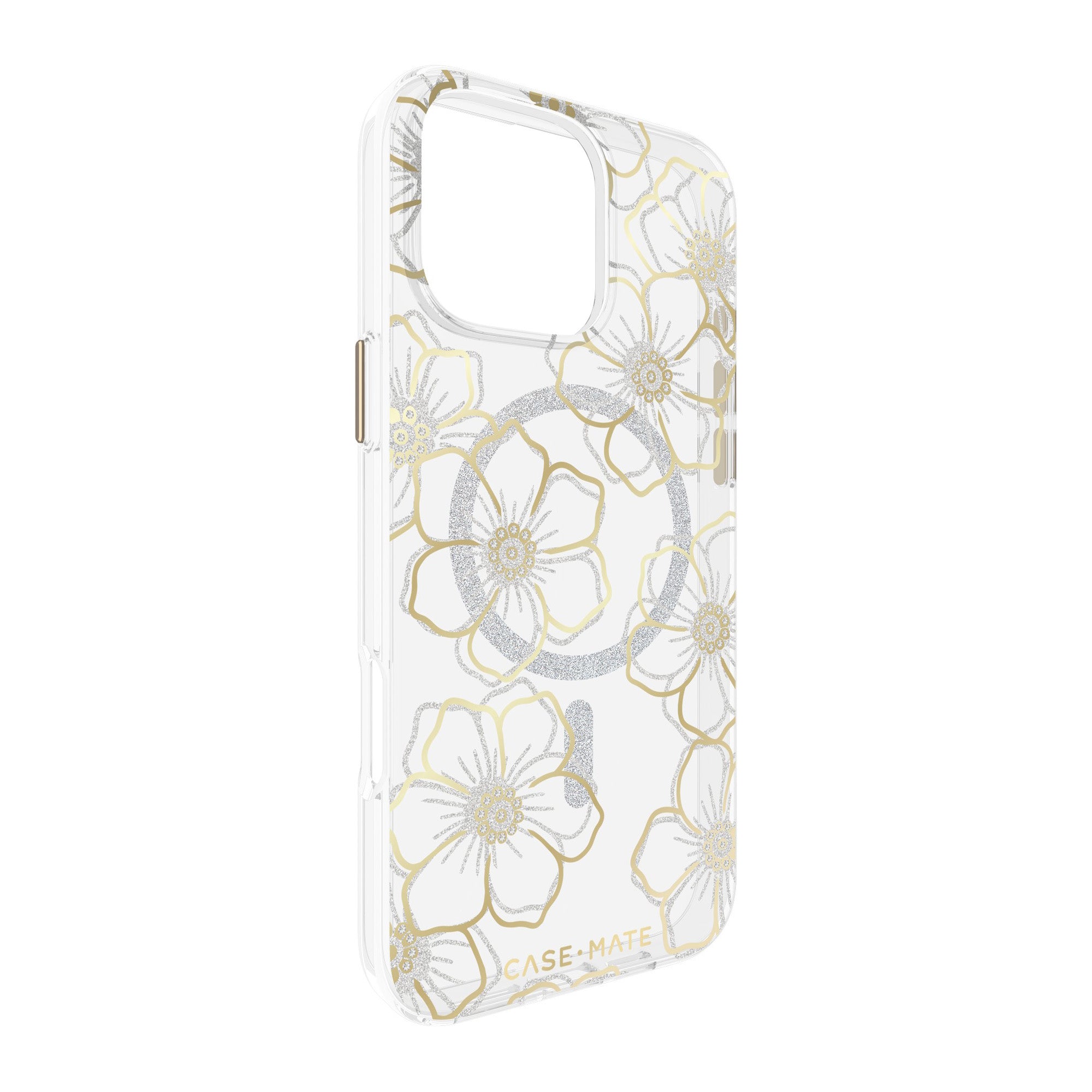 iPhone 16 Pro Max Case-Mate Floral Gems MagSafe Case - Gold - 15-13269