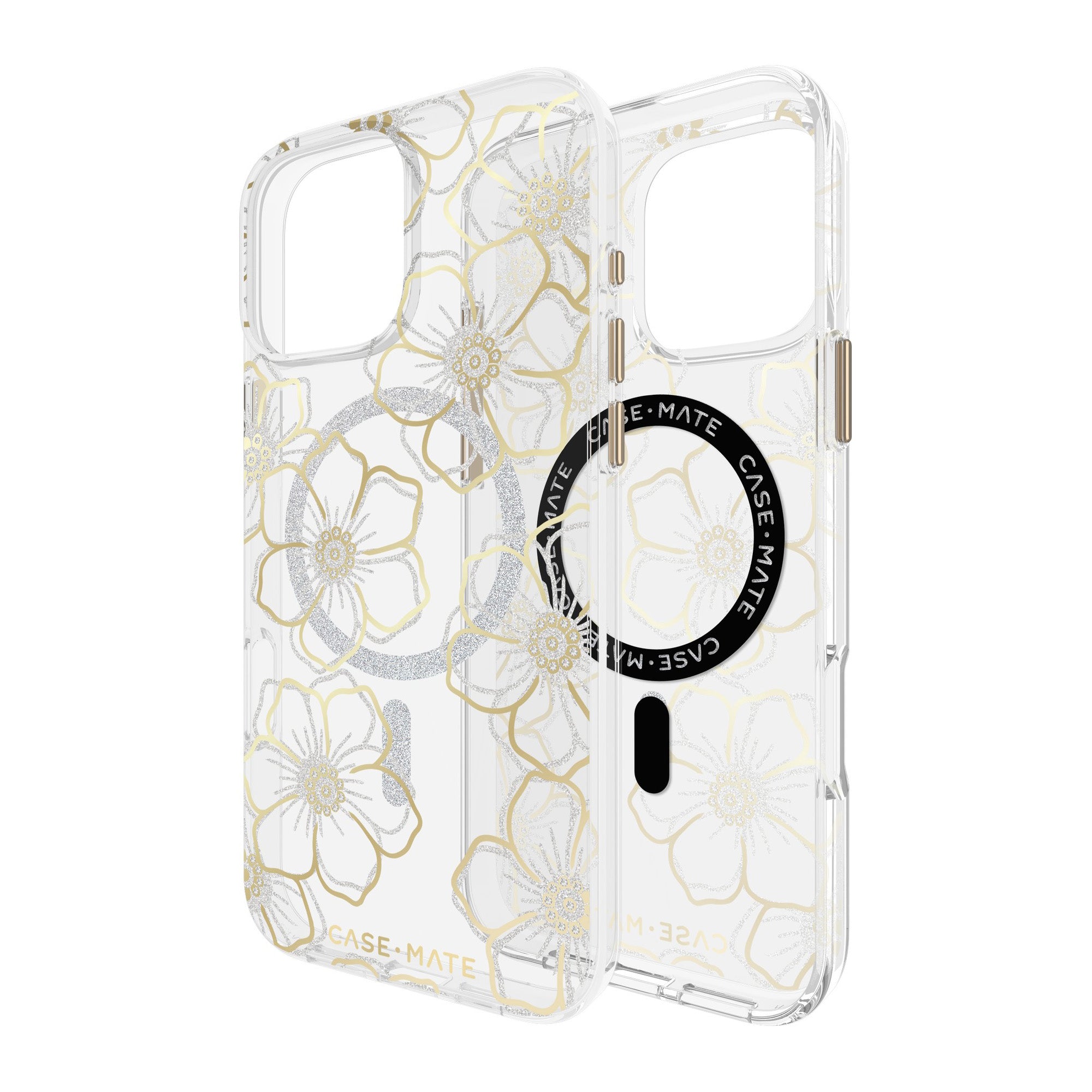 iPhone 16 Pro Max Case-Mate Floral Gems MagSafe Case - Gold - 15-13269