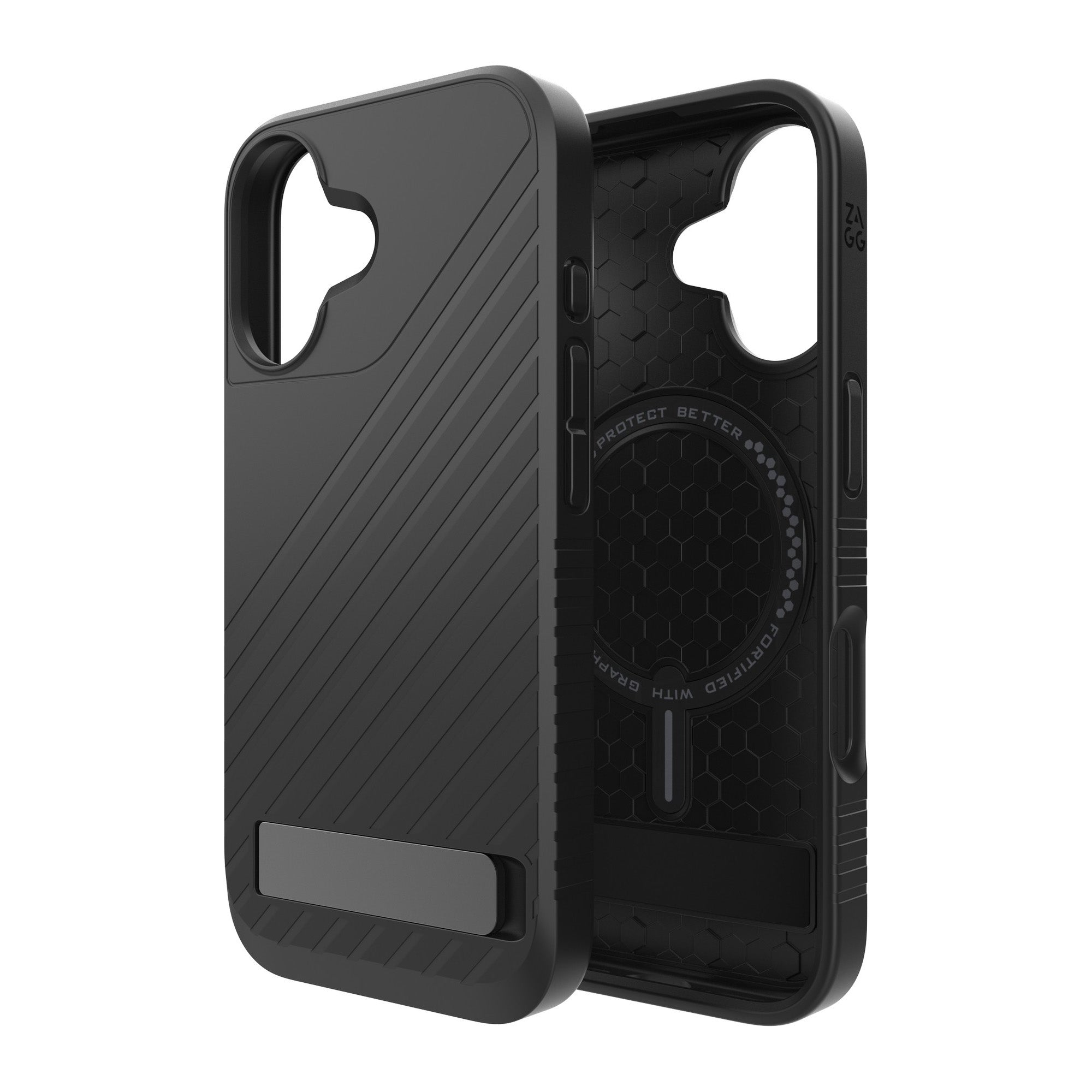 iPhone 16 ZAGG Graphene Denali Snap Kickstand Case - Black - 15-13403