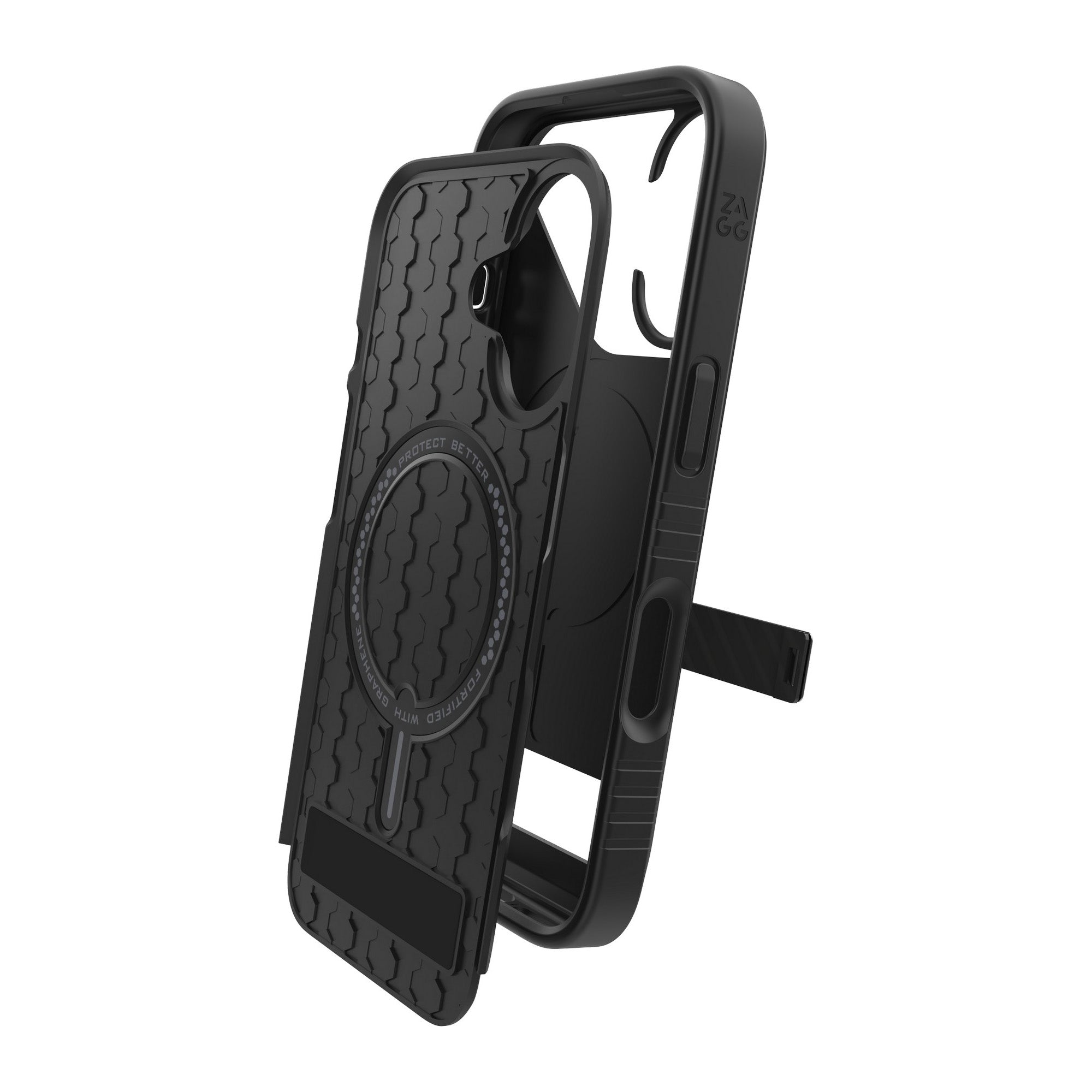 iPhone 16 ZAGG Graphene Denali Snap Kickstand Case - Black - 15-13403