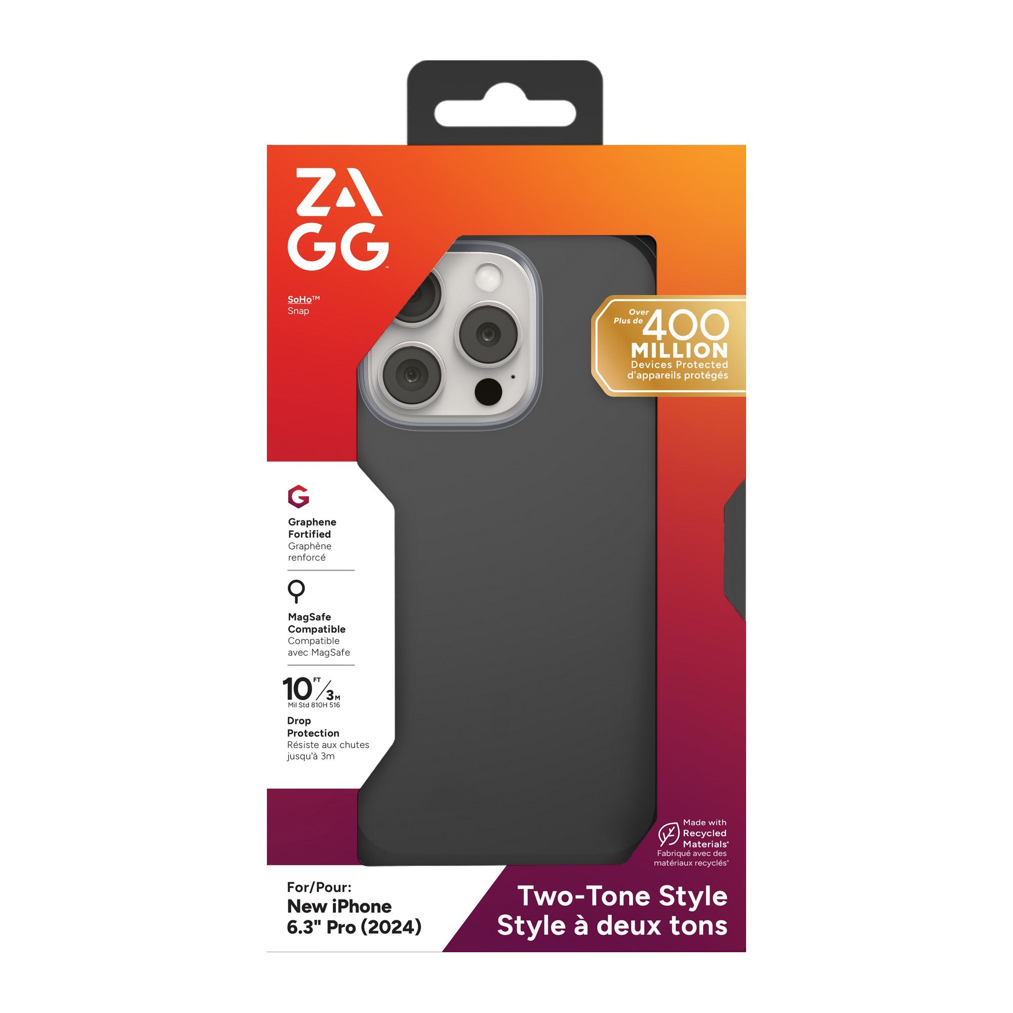 iPhone 16 Pro ZAGG Graphene SoHo Snap Case - Black - 15-13433