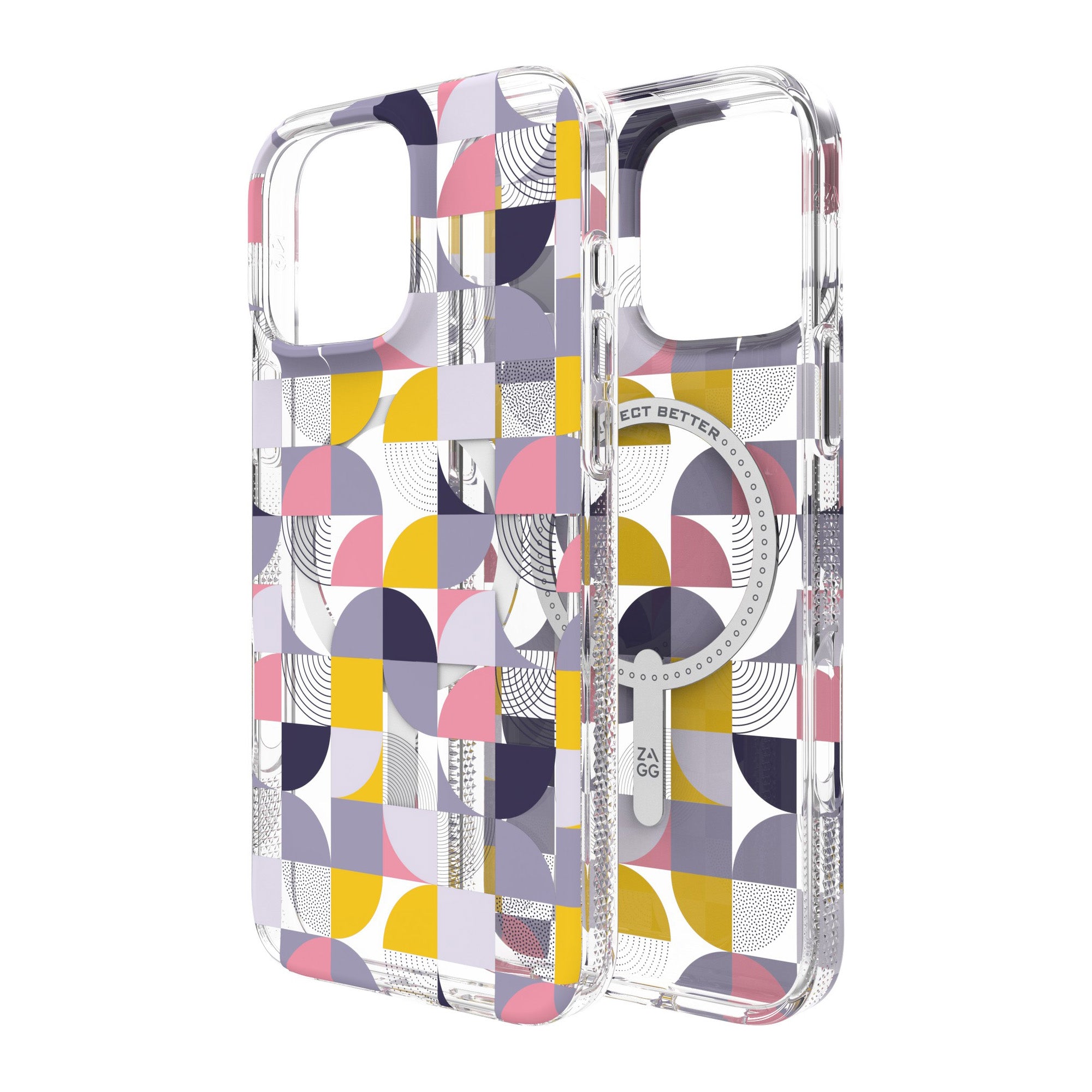 iPhone 16 Pro Max ZAGG Graphene Milan Snap Case - Pink/Grey - Geometric - 15-13449