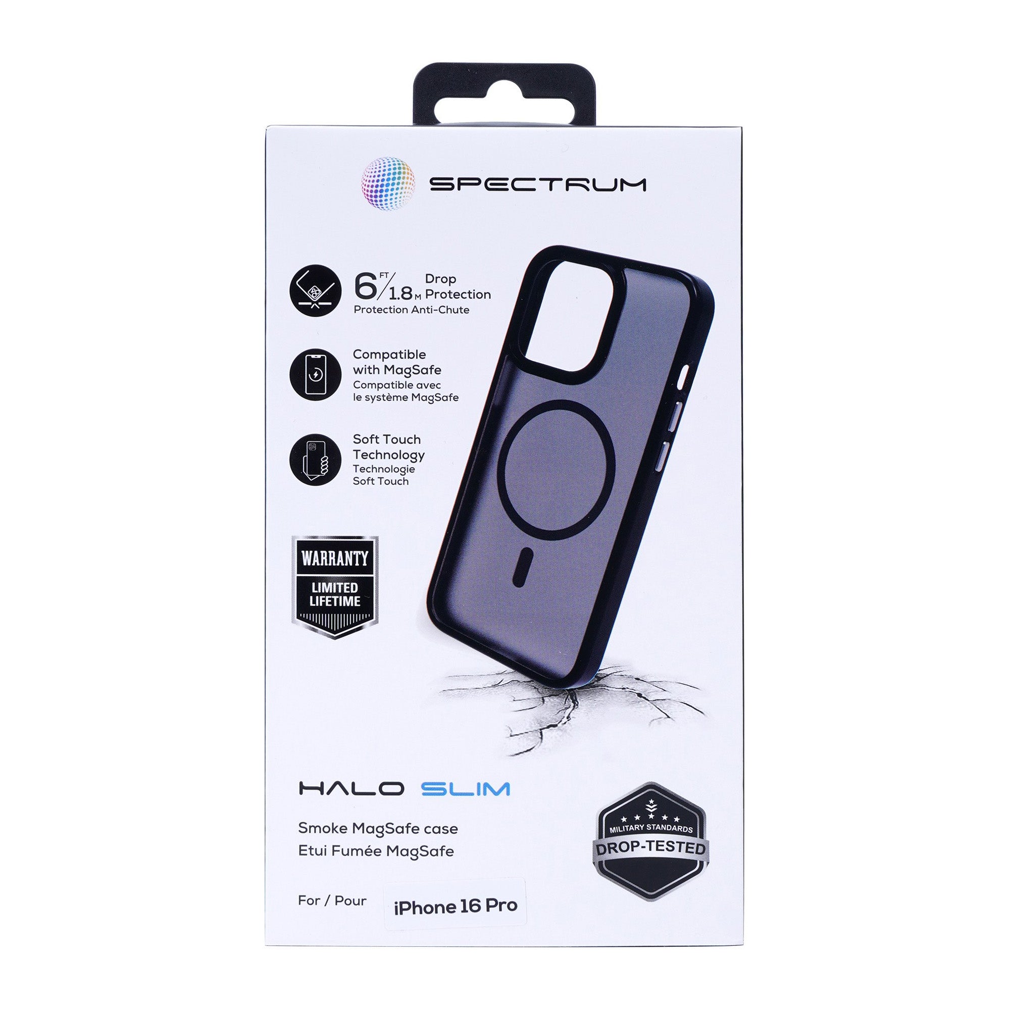 iPhone 16 Pro SPECTRUM Halo Slim MagSafe Case - Black Smoke - 15-13515