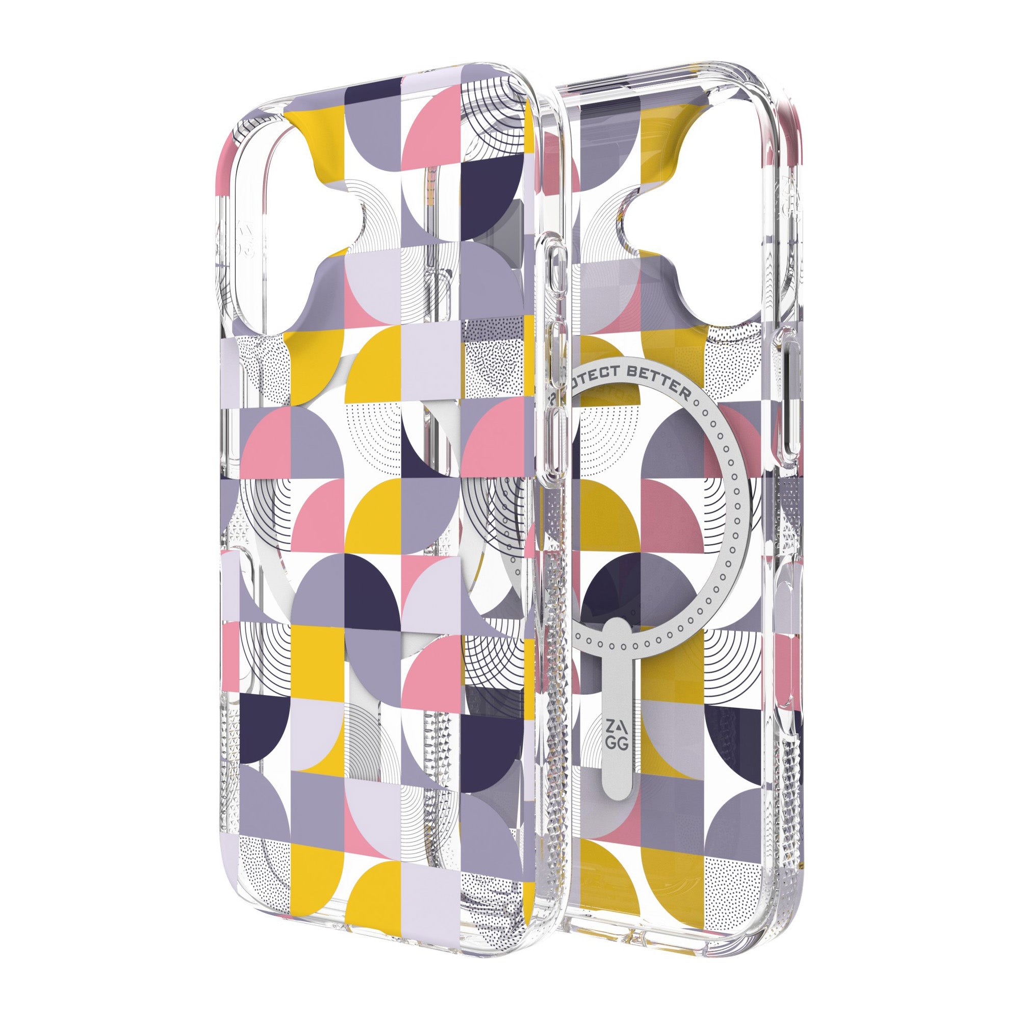 iPhone 16 ZAGG Graphene Milan Snap Case - Pink/Grey - Geometric - 15-13588