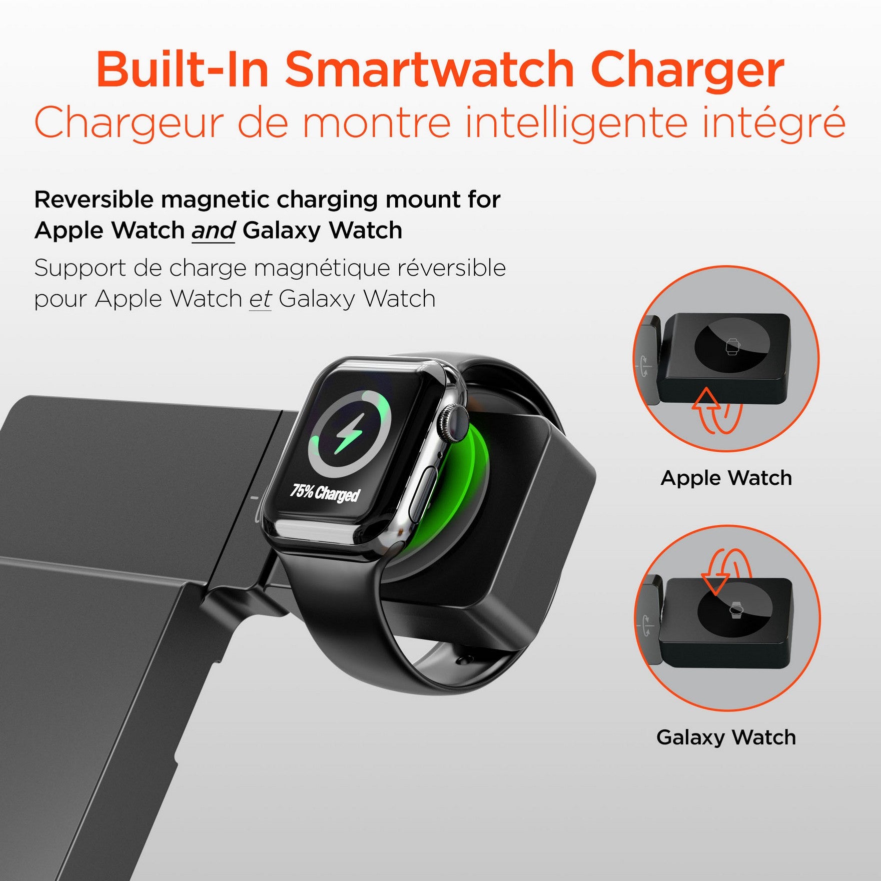 HyperGear 6-in-1 Foldable Wireless Charging Stand Compatible with Samsung & Apple Watch - 15-14278