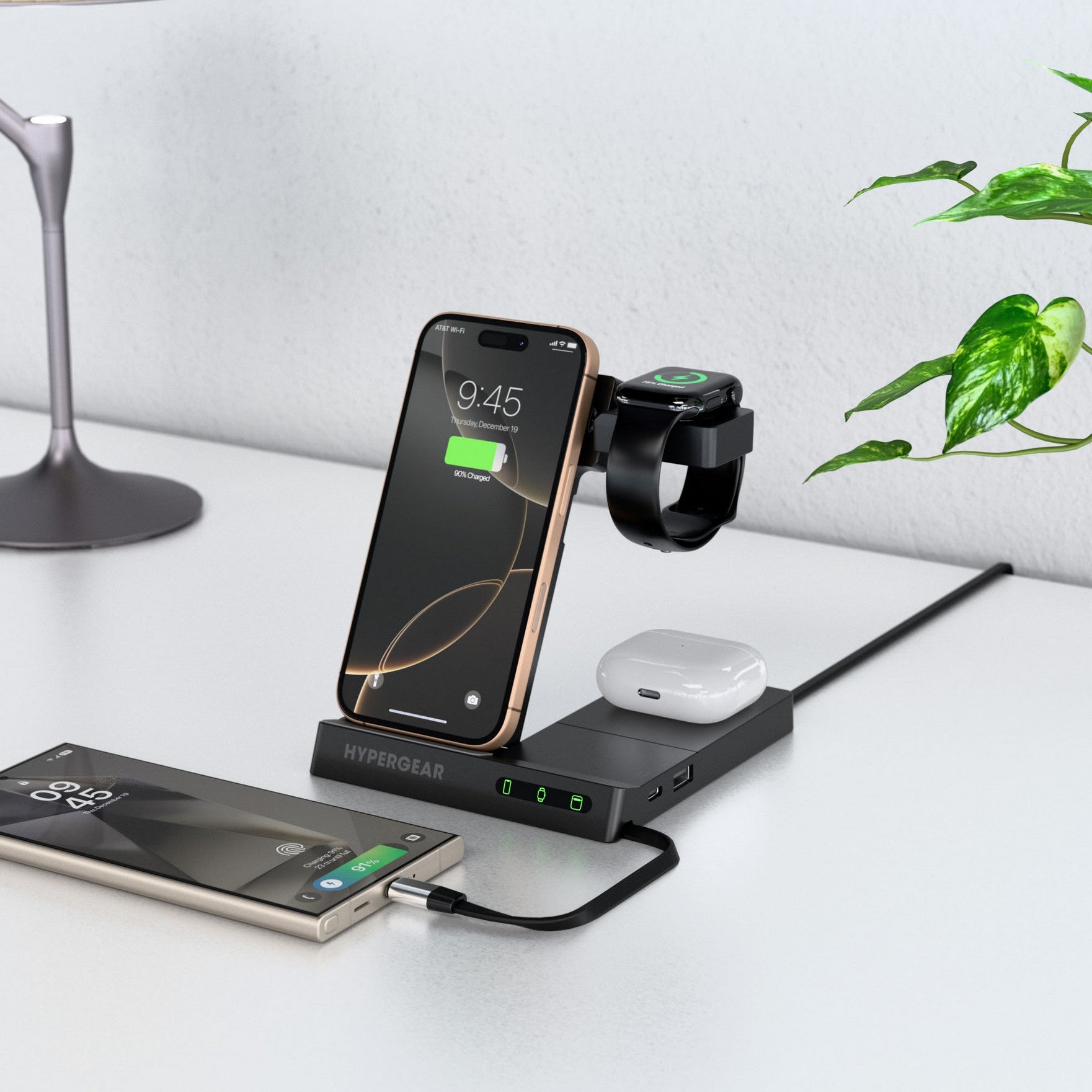 HyperGear 6-in-1 Foldable Wireless Charging Stand Compatible with Samsung & Apple Watch - 15-14278
