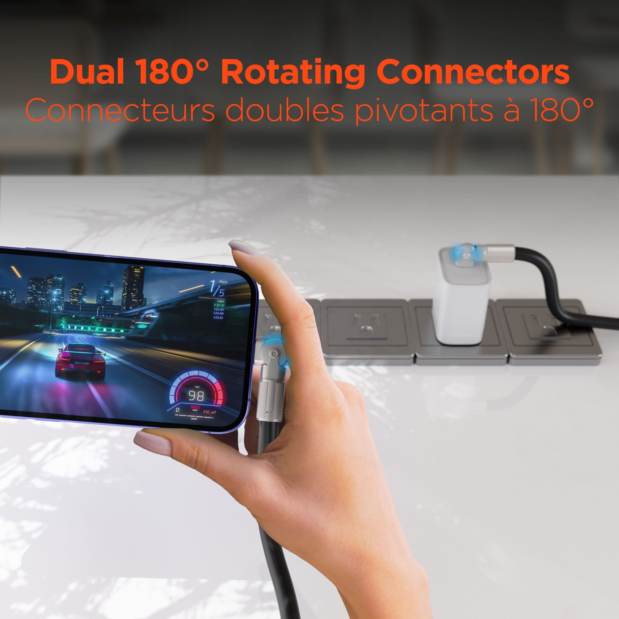 HyperGear 6 ft. 180cm USB-C to USB-C Chunky 180 Rugged Cable w/Rotating Connectors - Black - 15-14295