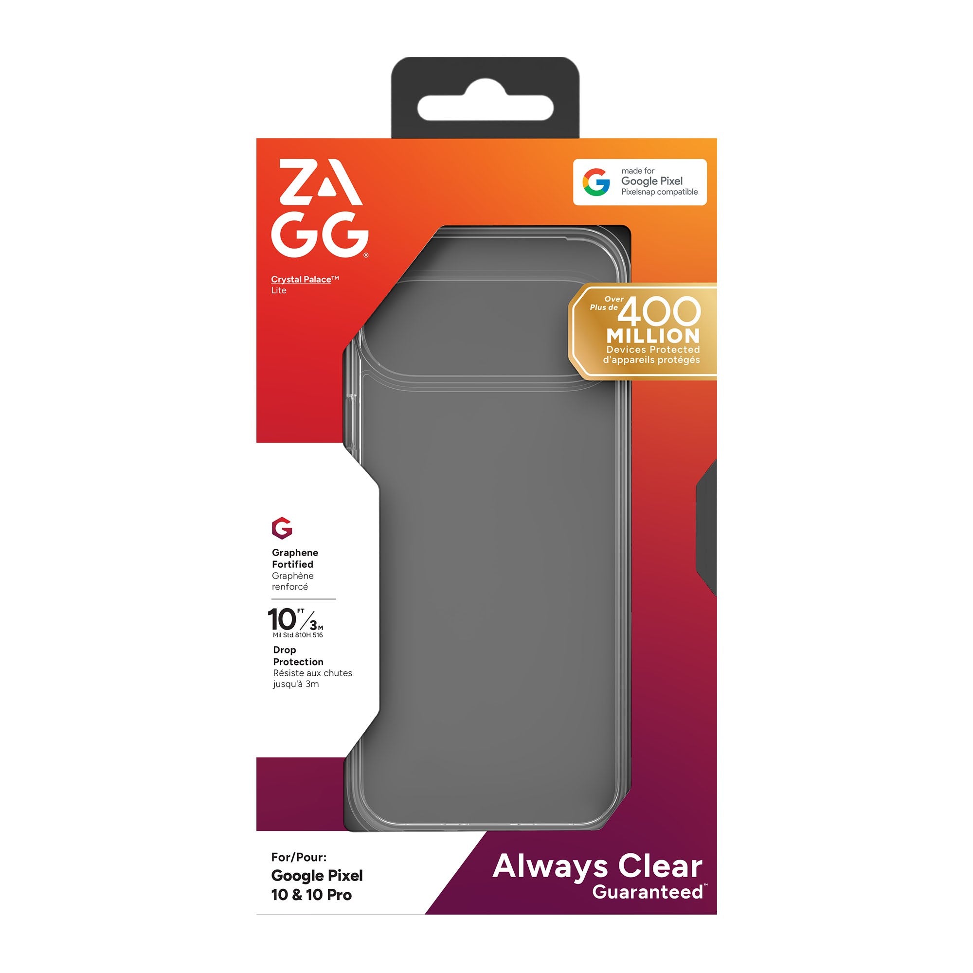 Google Pixel 10/10 Pro ZAGG Graphene Crystal Palace Lite Case - Clear - 15-14448