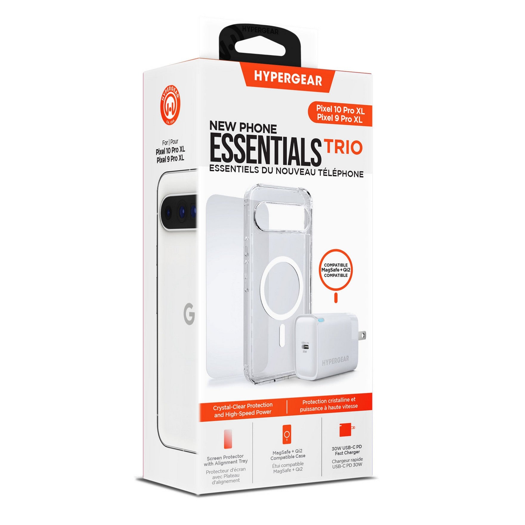 Google Pixel 10 Pro XL/9 Pro XL HyperGear Bundle - 30W Hub, Glass, Case w/ Magsafe - 15-14529