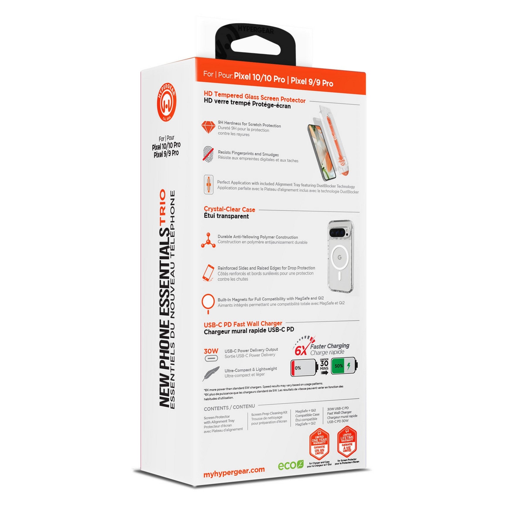 Google Pixel 10/10 Pro/9/9 Pro HyperGear Bundle - 30W Hub, Glass, Case w/ Magsafe - 15-14532