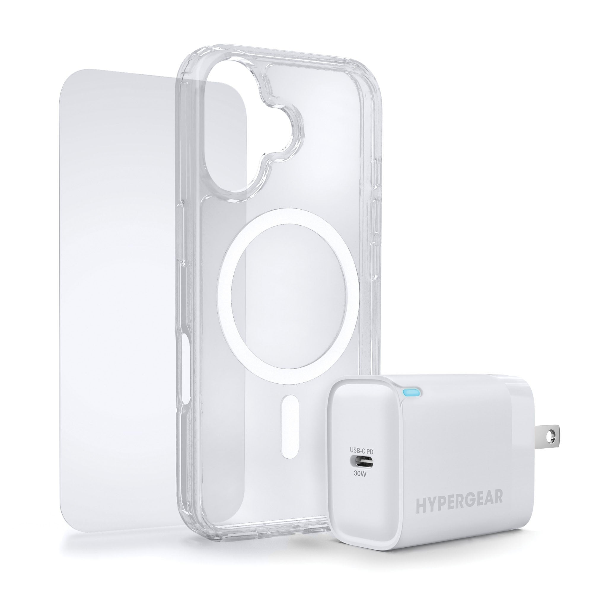 iPhone 17 HyperGear Bundle - 30W Hub, Glass, Case w/ Magsafe - 15-14539