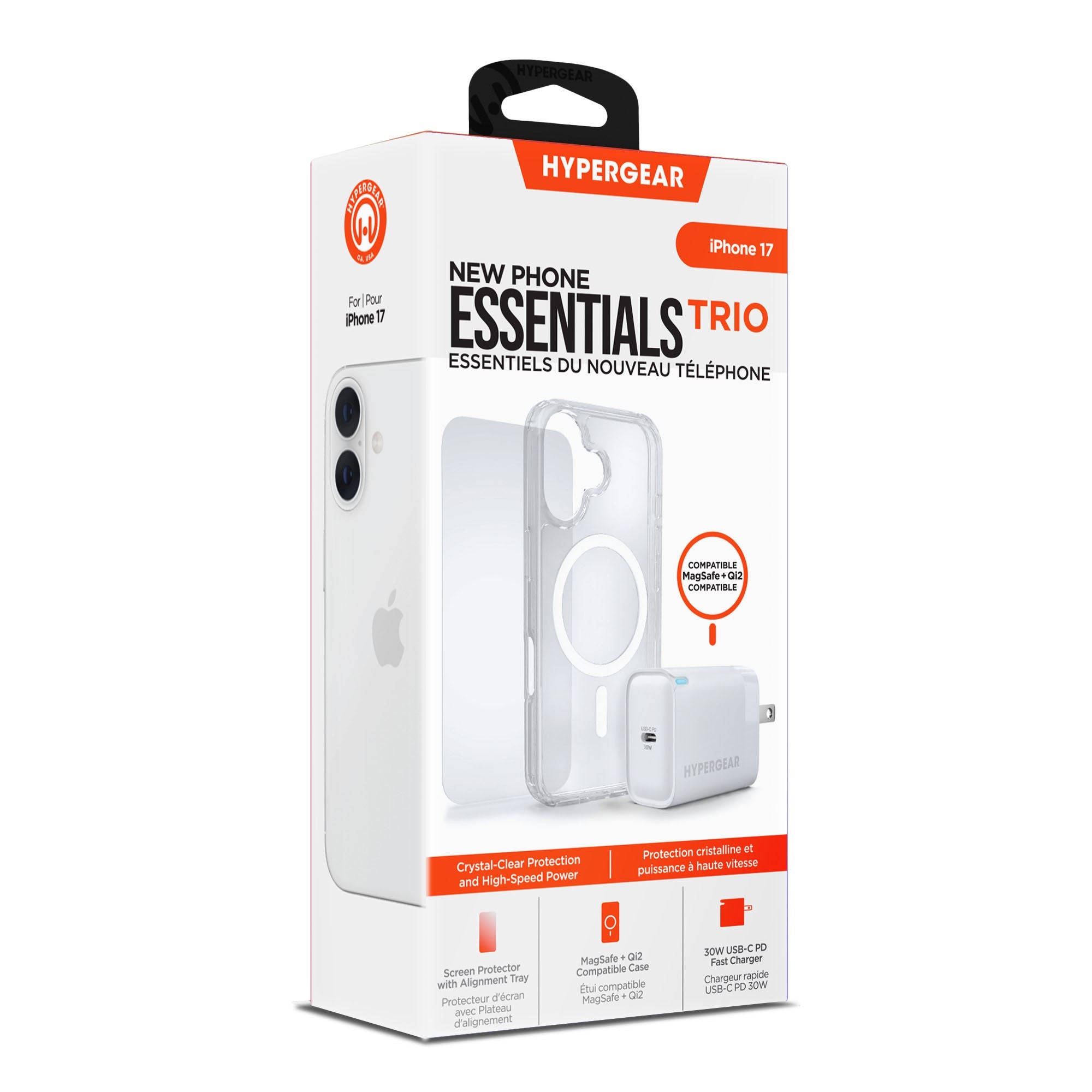 iPhone 17 HyperGear Bundle - 30W Hub, Glass, Case w/ Magsafe - 15-14539