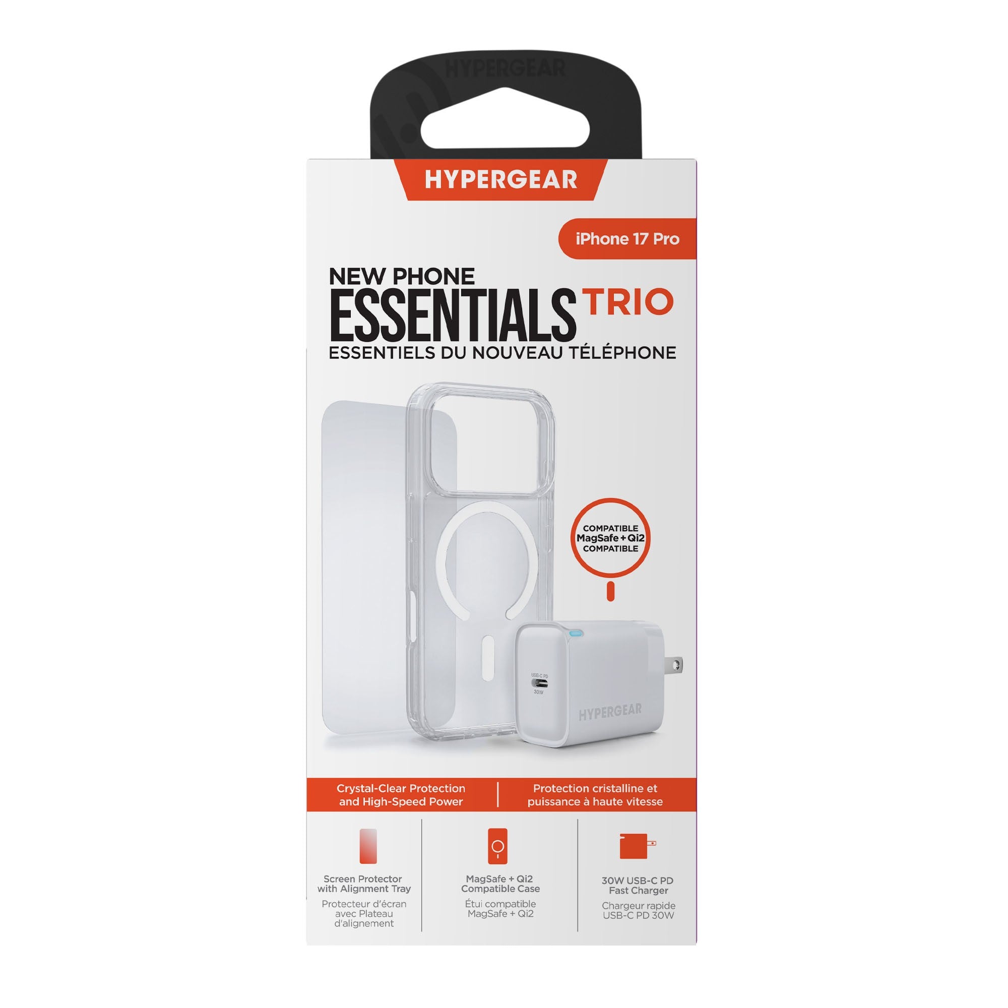 iPhone 17 Pro HyperGear Bundle - 30W Hub, Glass, Case w/ Magsafe - 15-14542