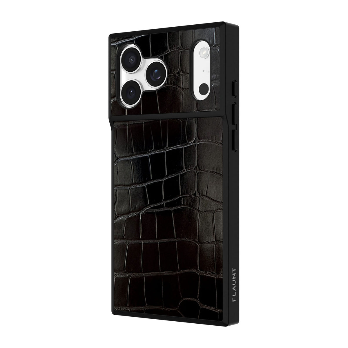 iPhone 18 Pro Max/17 Pro Max FLAUNT Square Faux Leather MagSafe Case - Black Crocodile - 15-14628