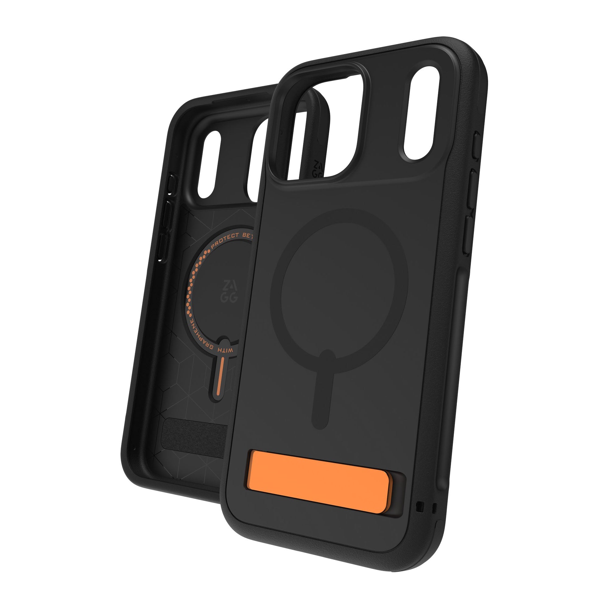 iPhone 17 Pro Max ZAGG Graphene Sedona Snap Kickstand Case - Flood Black/Orange - 15-14731