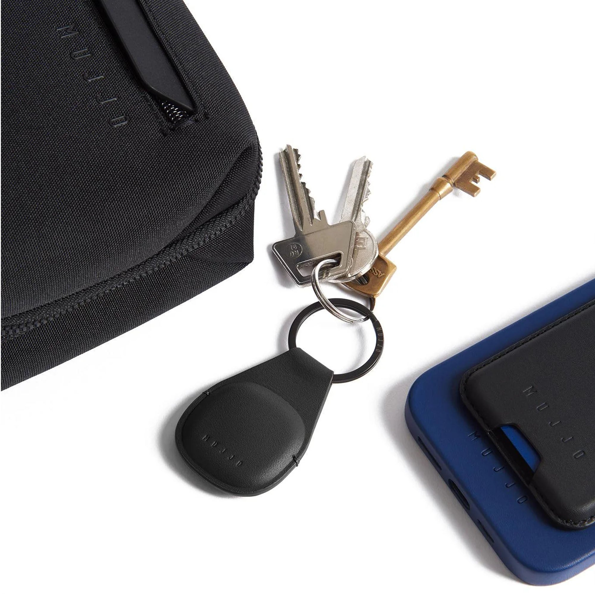 Apple Airtag Mujjo Airtag Leather Keychain - Black - 15-15012