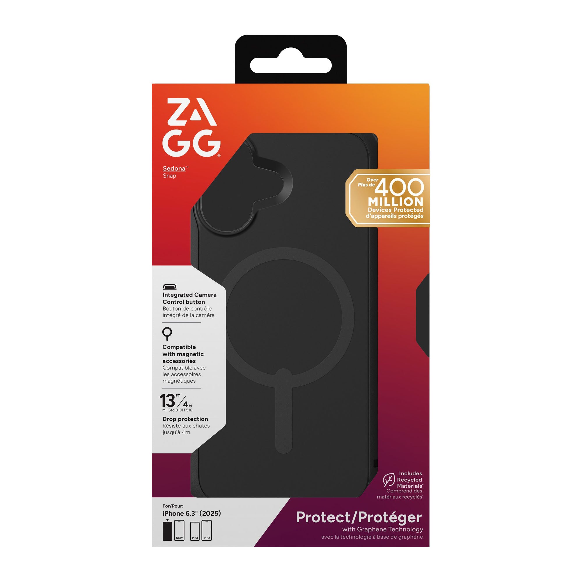 iPhone 17 ZAGG Graphene Sedona Snap Kickstand Case - Pitch Black - 15-15053
